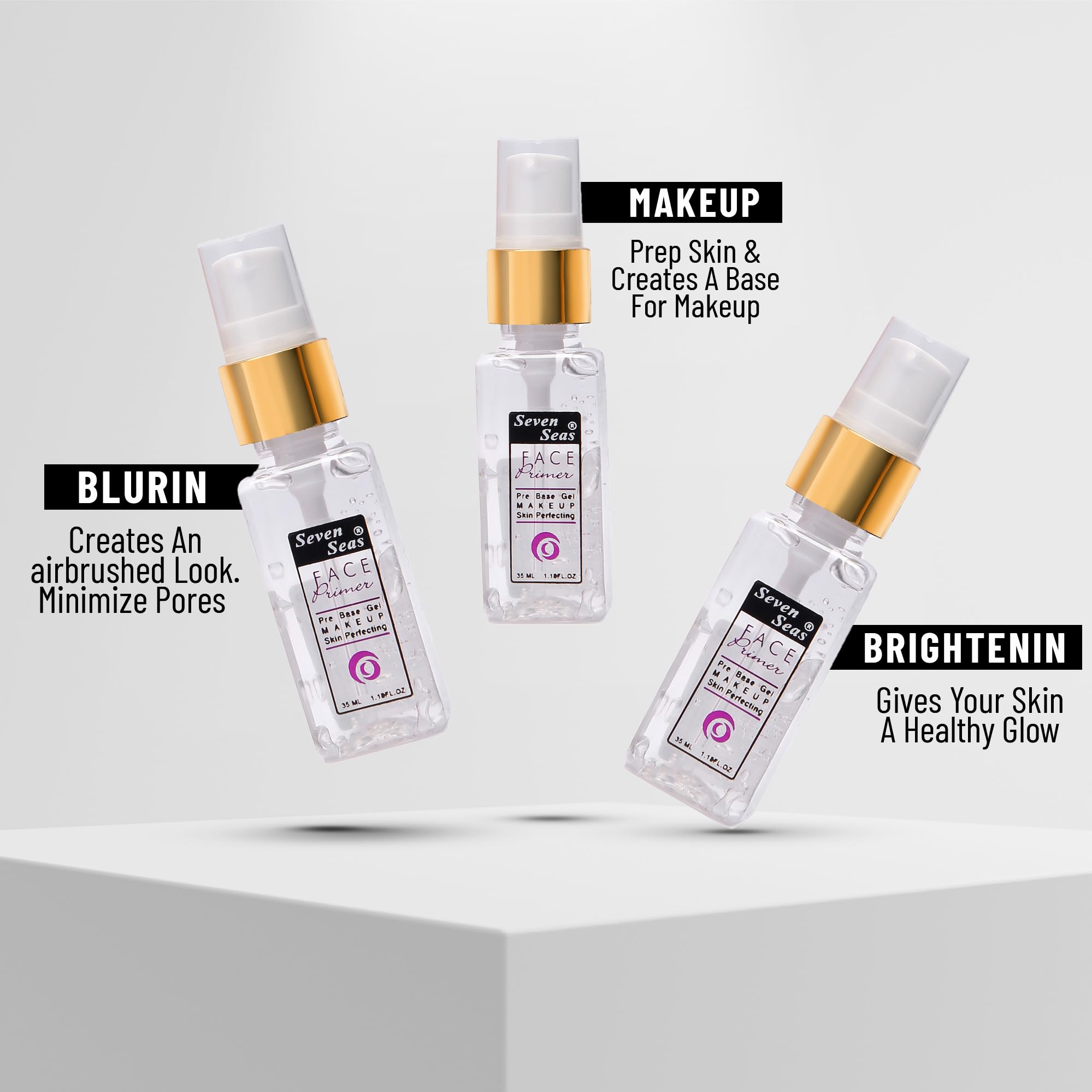 Seven Seas Gel Base Face Primer - Oil Absorbing, Moisturizing & Smoothing Skin Perfector | Long-Lasting Matte & Poreless Finish | Perfect for Daily Makeup, Photo Shoots & Special Events