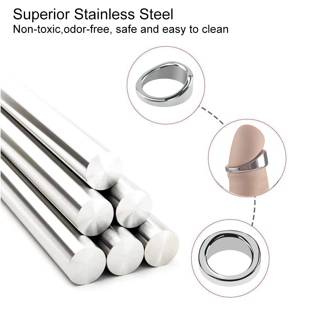 Premium Stainless Steel Cock Ring for Men - Glans Ring Enhances Pleasure & Delays Ejaculation - Medium Size Metal Penis Ring - Perfect for Couples Play & Solo Stimulation