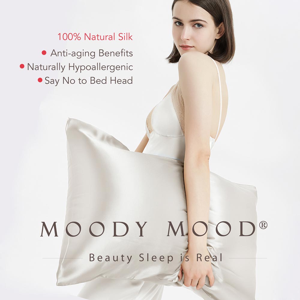 22 Momme Mulberry Silk Pillowcase - Ivory | Luxury 100% Pure Silk Pillow Cover for Hair & Skin Care | Perfect for Bedroom, Spa, Travel & Gift Giving