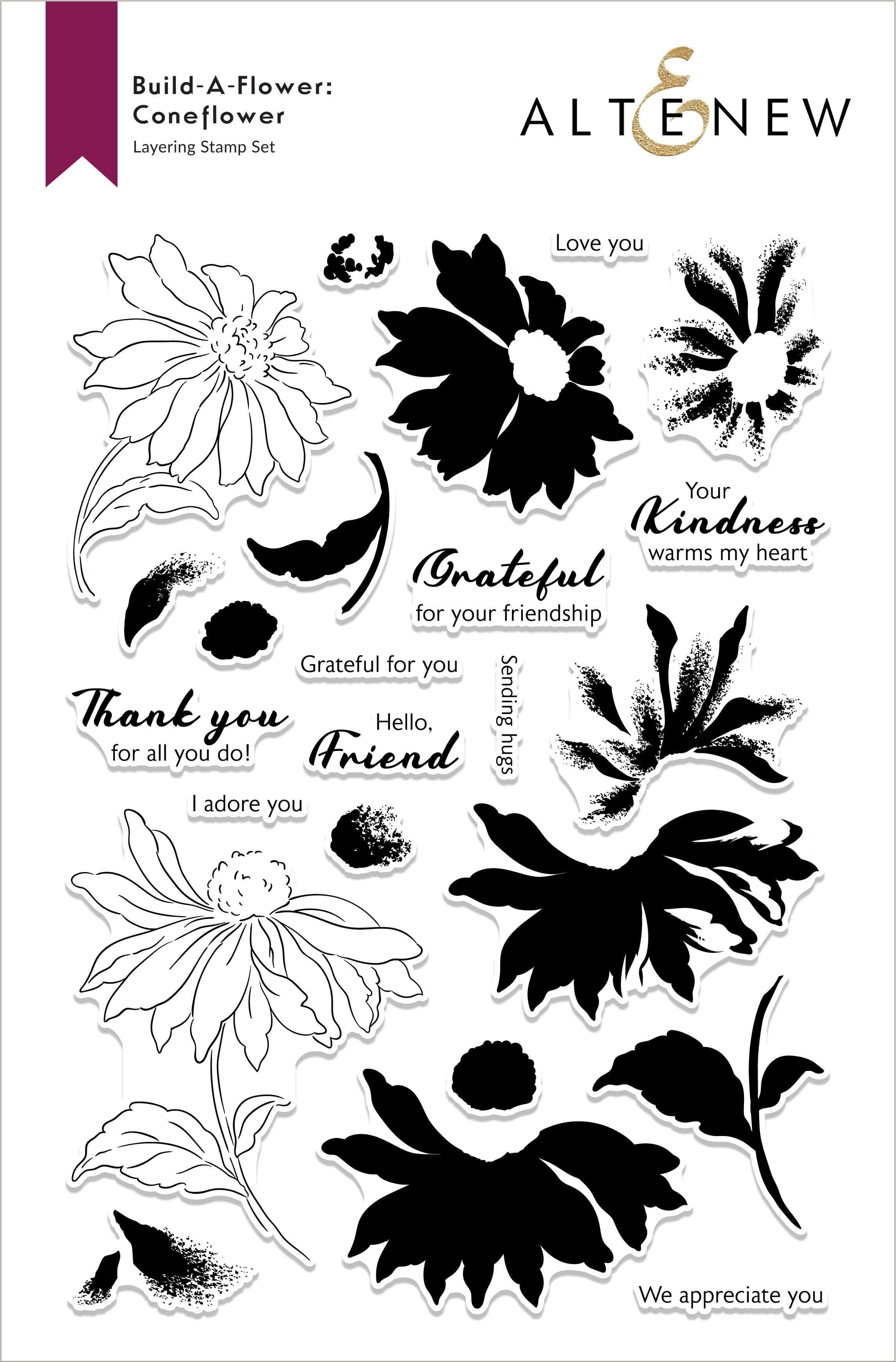 Build A Flower: Coneflower Layering Stamp & Die Set for Card Making, Scrapbooking & DIY Crafts - Floral Stamps for Handmade Greeting Cards & Paper Crafts