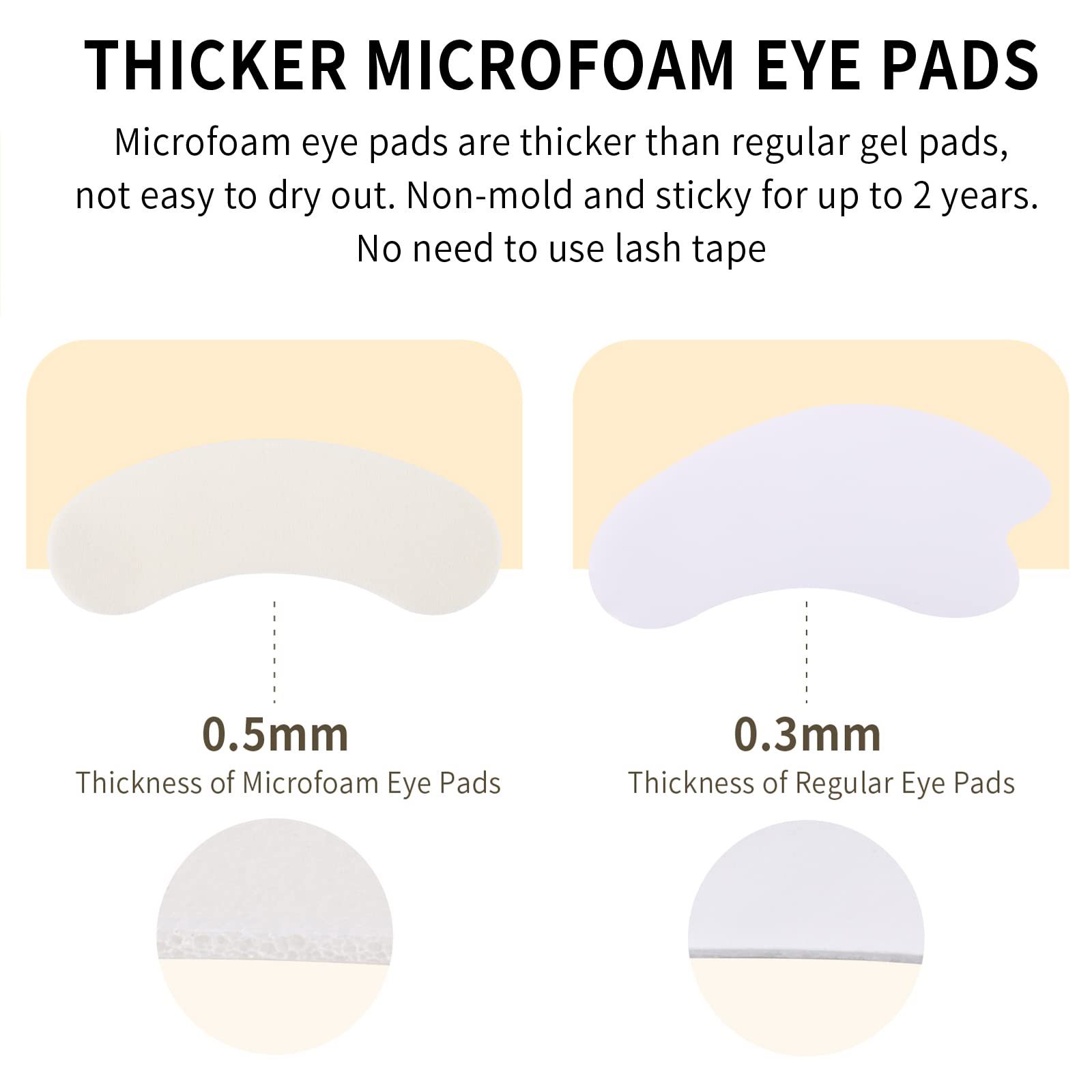 100 PCS Hypoallergenic Foam Eye Pads for Lash Extensions - Lint-Free, No Tape Needed, Stays in Place - Perfect for Eyelash Extension Application & Salon Use