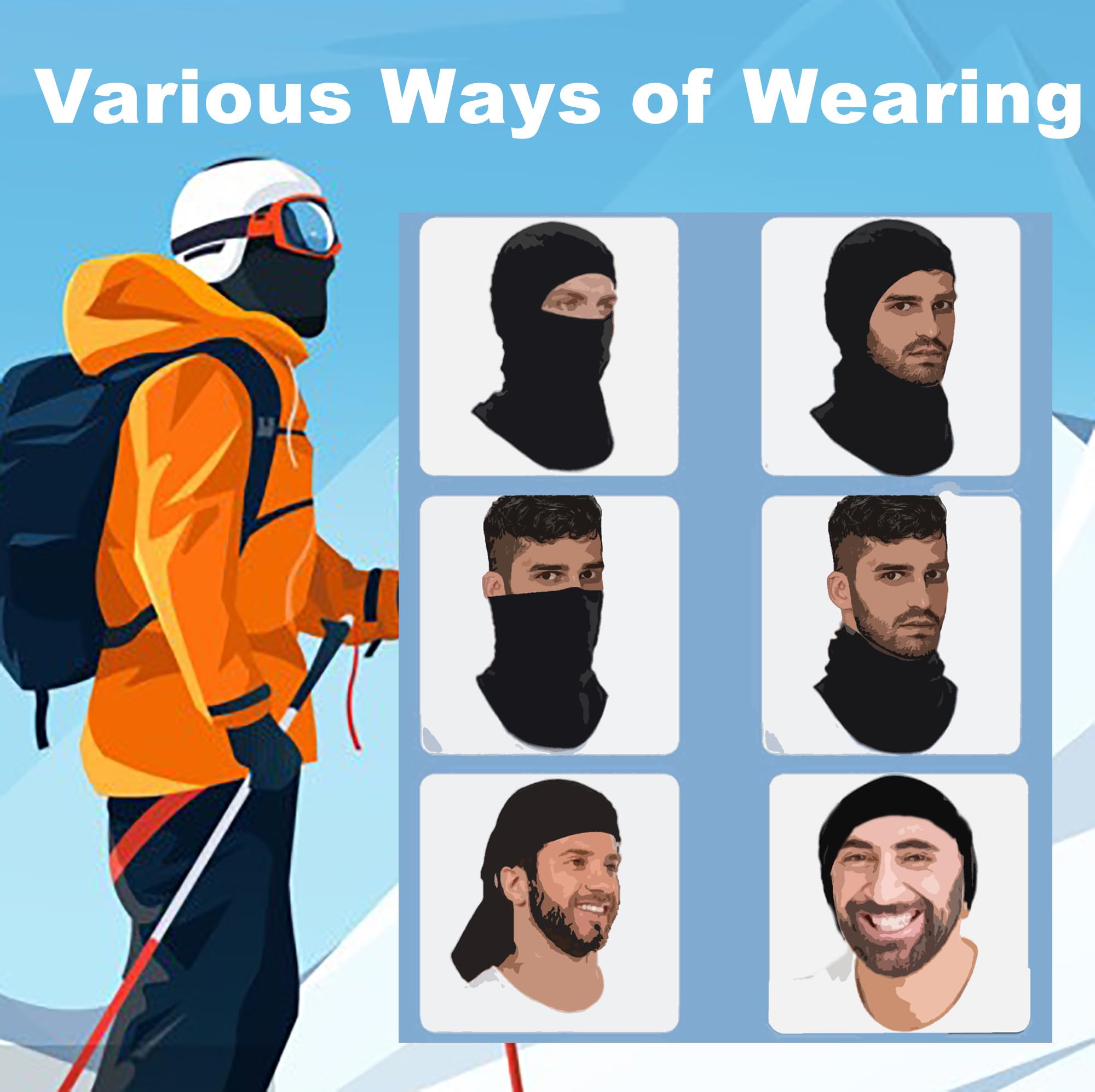 Men's Winter Balaclava Ski Mask - Thermal Face Cover for Cold Weather - Motorcycle, Snowboard, Cycling & Outdoor Activities