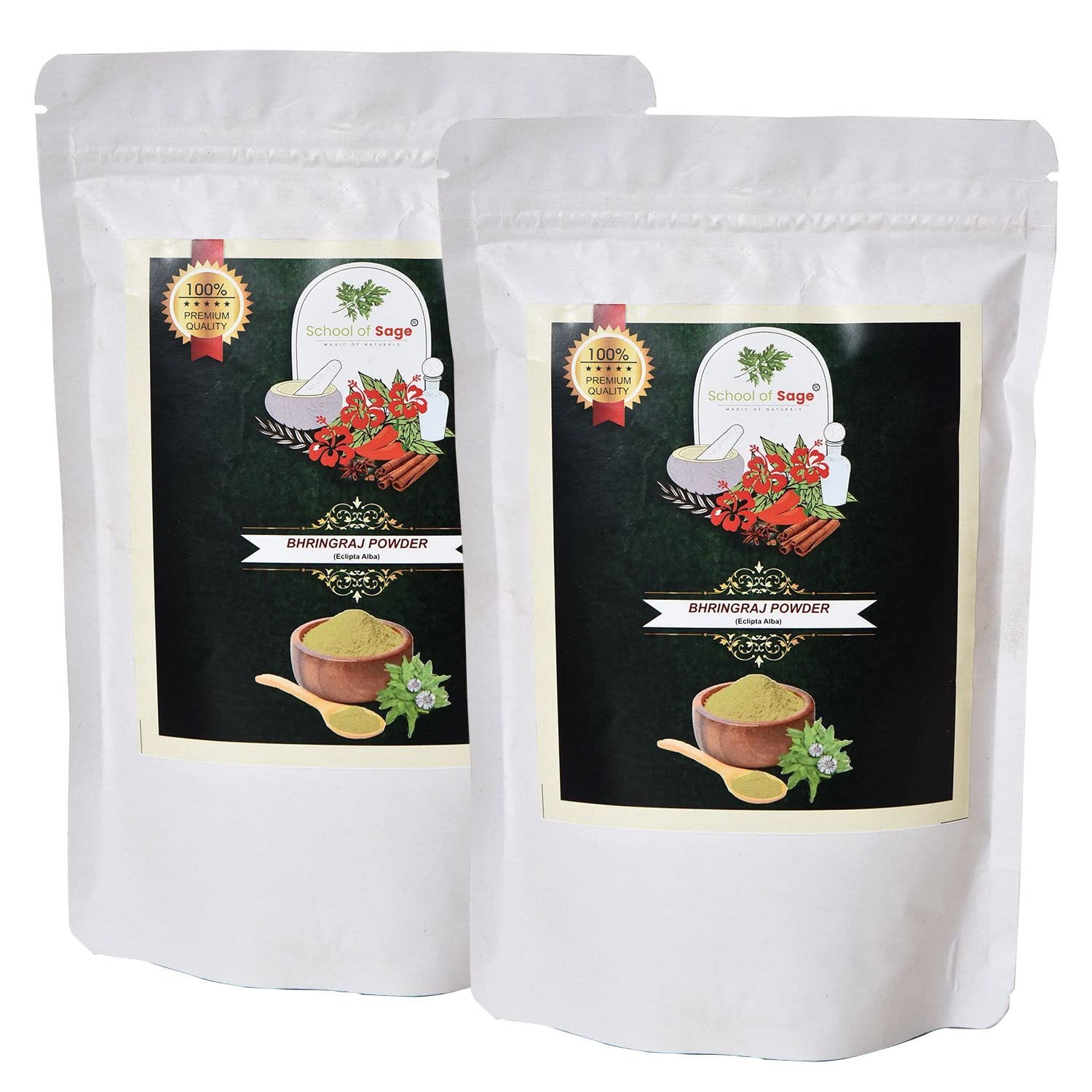 Organic Bhringraj Powder for Hair Growth - 100g (Pack of 2) - Ayurvedic Herbal Treatment for Hair Loss, Dandruff & Scalp Health - Perfect for DIY Hair Masks & Natural Hair Care Routines