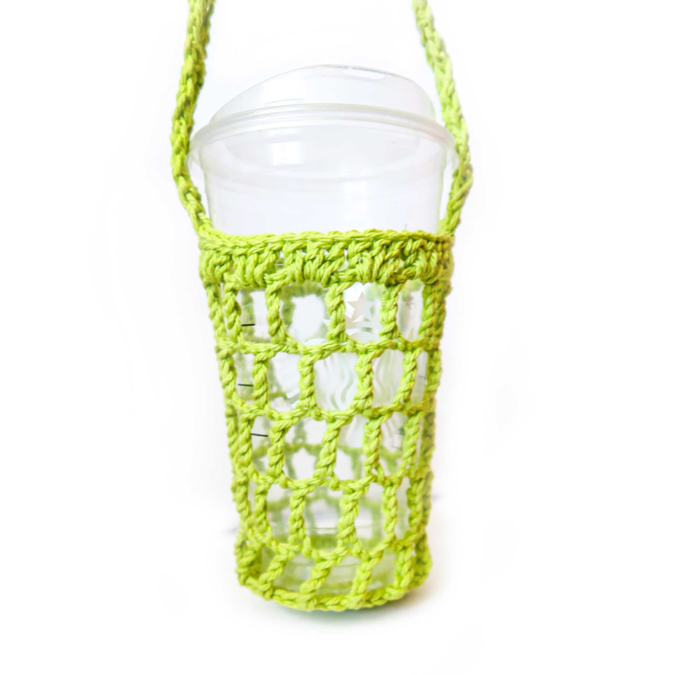 Crochet Mesh Drink Carrier Holder - Sage Green Reusable Beverage Tote for Coffee, Soda & Water Bottles - Perfect for Picnics, Beach Days & Outdoor Adventures