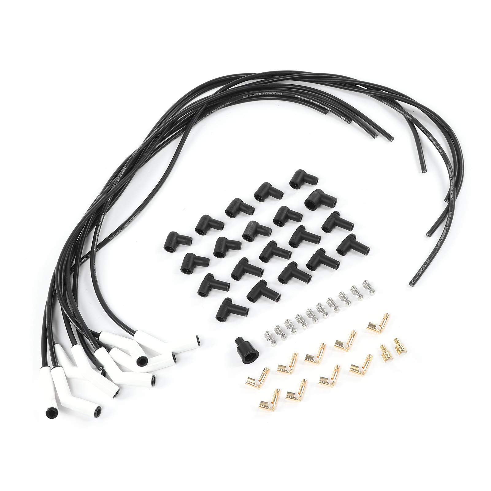 0.3in High Temperature Spark Plug Wire with 180° Ceramic Boots - 9000C Ignition Plug Cable Universal Fit for Car Modification - Performance Upgrade for Racing, Hot Rods & Engine Tuning