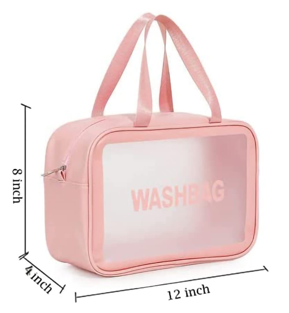 BESTOTTAM Waterproof Makeup Bag for Women - Portable Cosmetic Organizer with Brush Holder, Travel Toiletry Pouch, Vanity Storage Case (Pink) | Ideal for Travel, Gym, Daily Makeup Kit Organization & Beauty Essentials Storage