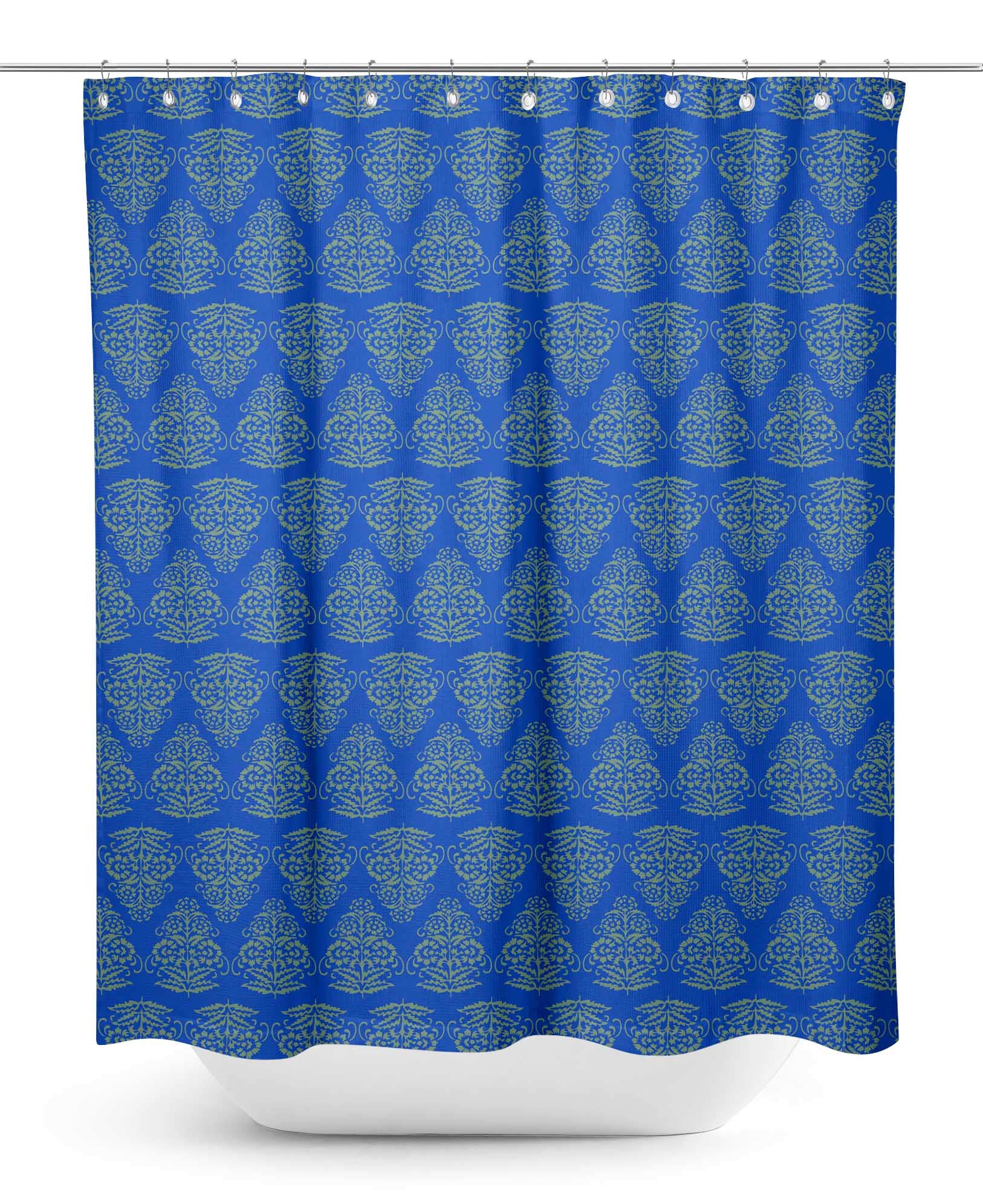 Blue Floral Shower Curtain Waterproof Bathroom Decor - 60 x 84 Inch for Modern, Farmhouse & Coastal Bathroom Styles