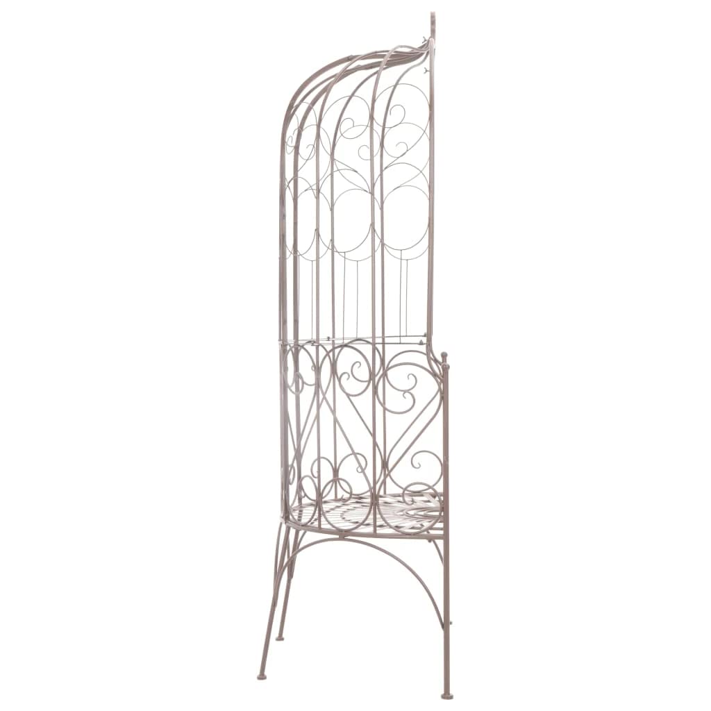 Antique White Iron Garden Arch with Bench - Outdoor Wedding & Party Decor for Lawn, Backyard, and Garden Ceremonies | Perfect for Romantic Events, Photo Backdrops, and Outdoor Seating
