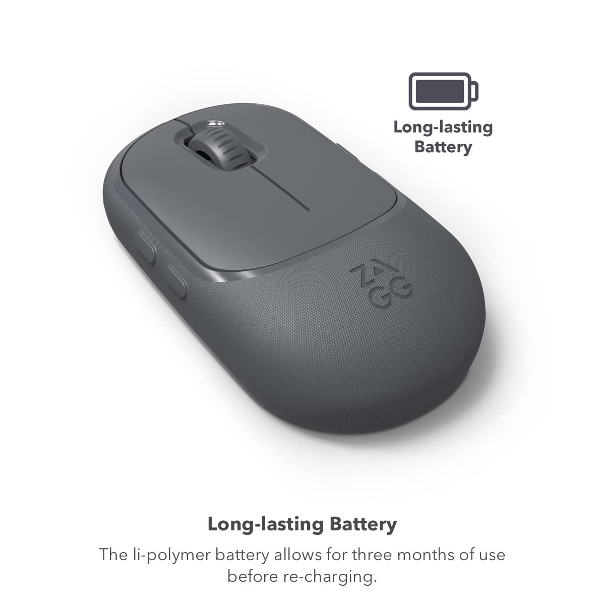 ZAGG Pro Wireless Mouse for Tablets & Laptops with Qi Charging Pad - Bluetooth 5.0 Multi-Device Connectivity, 6ft USB-C Cable - Perfect for Office, Travel & Home Use