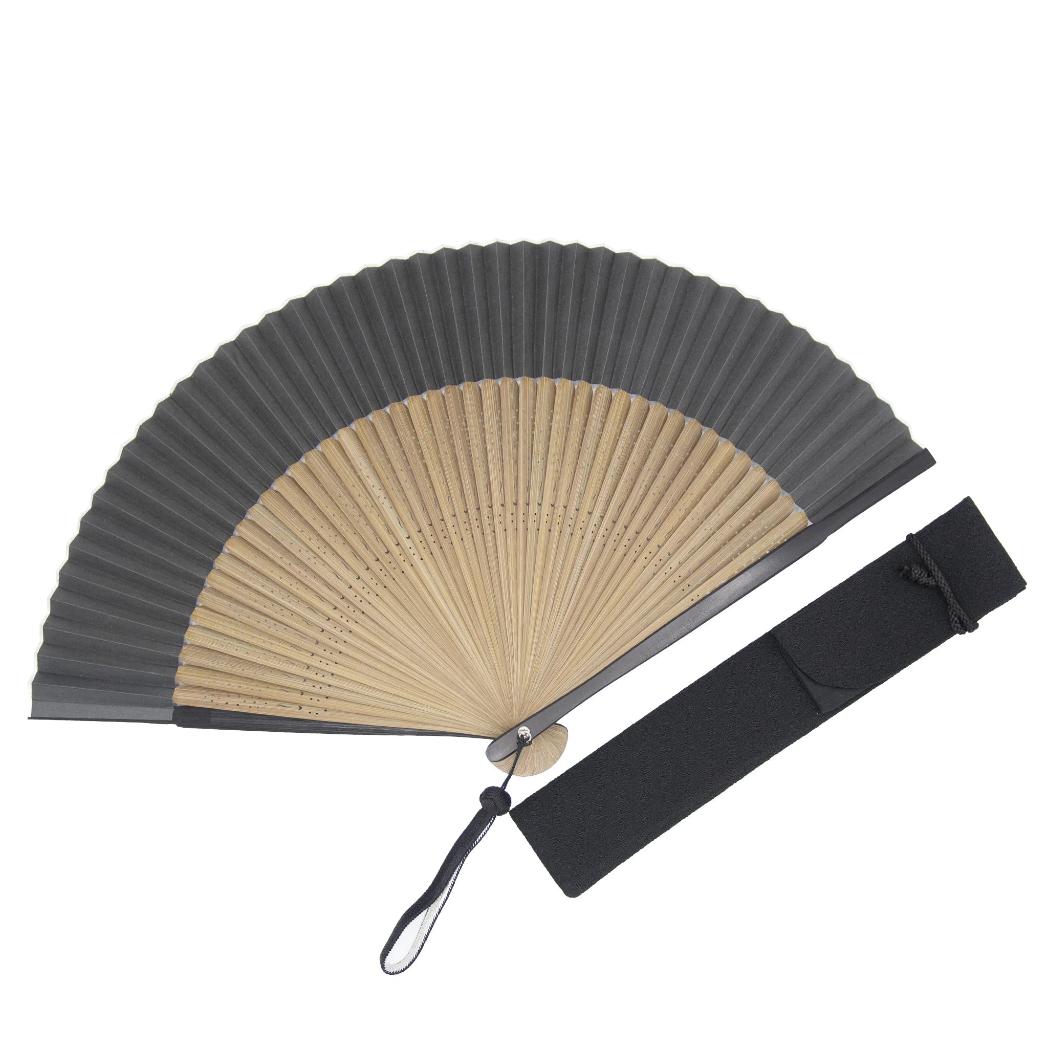 Traditional Japanese Folding Fan for Men - Handcrafted Kyoto Sensu in Sumi Ink Black | Authentic Japanese Gift, Cultural Accessory & Home Decor | Perfect for Tea Ceremony, Cosplay & Asian-Themed Events