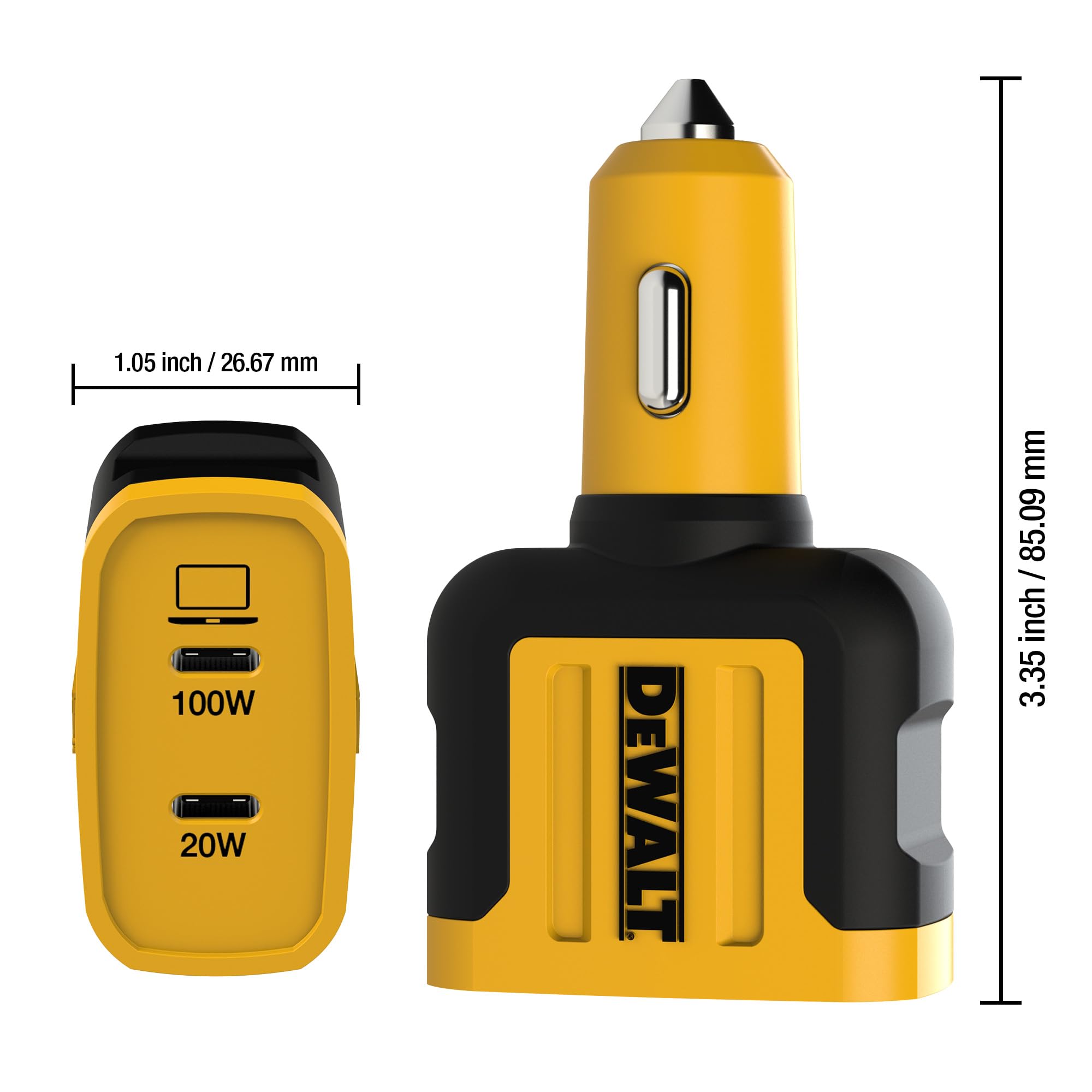 DEWALT 120W USB C Car Charger, Dual Port PD 3.0 Fast Charger with PPS for iPhone 16/15/14/13/12, Galaxy S22/S21/S20, iPad - Perfect for Road Trips & Long Commutes