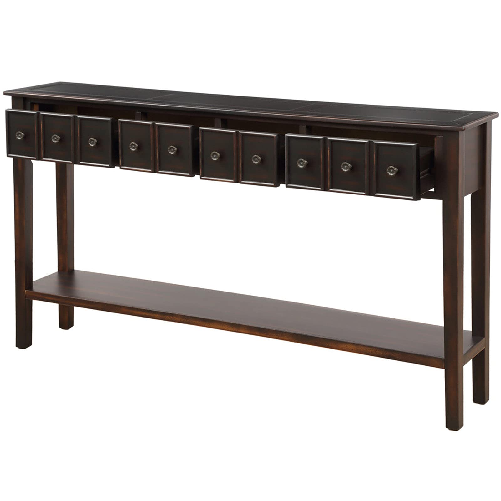 Antique Black 60-inch Entryway Console Table with Two Drawers & Bottom Shelf - Perfect for Porch, Living Room, or Craft Room Decor