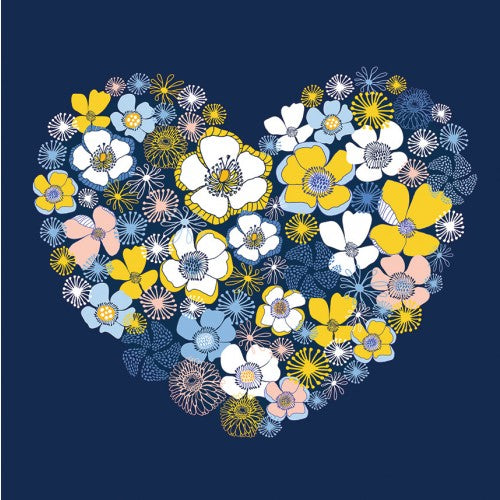 Kirsten Katz Heart Flowers Greeting Card - Elegant Floral Design for Birthdays, Anniversaries & Special Occasions