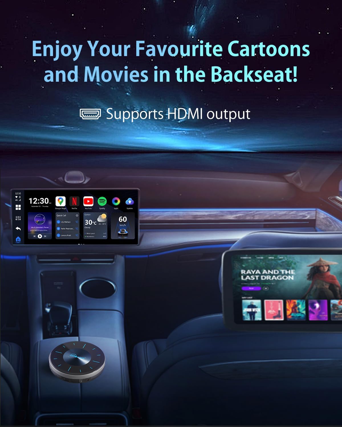 OTTOCAST P3 OttoAiBox - 2024 Android 12 CarPlay AI Box | Wireless CarPlay & Android Auto Adapter | 8GB RAM 128GB Storage | HDMI Output & GPS | Stream YouTube, Netflix, TikTok | Perfect for Road Trips & Commuting