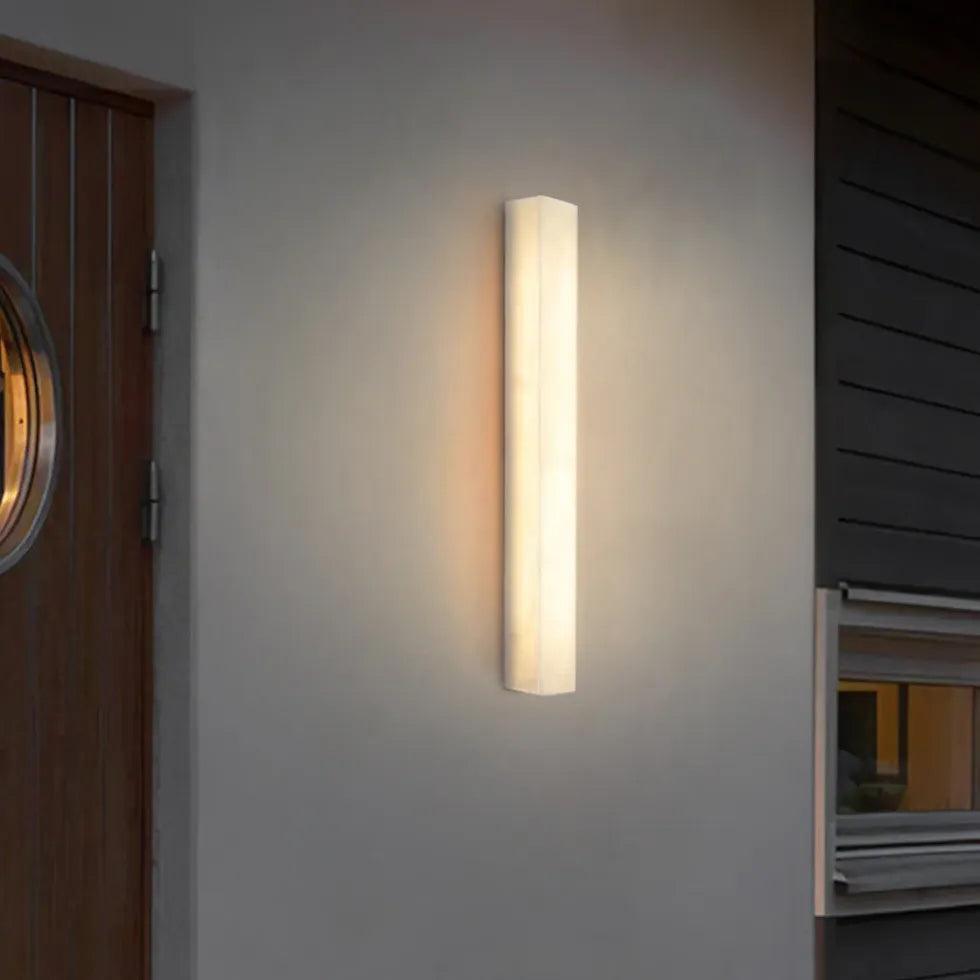 White Resin Edge LED Outdoor Wall Lights - Waterproof Exterior Lighting for Patio, Garden, Porch & Backyard (2 Pack)