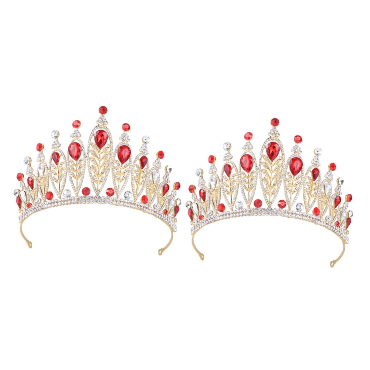 FRCOLOR 2pcs Shiny Rhinestone Wedding Tiara Headpiece - Bridal Crown for Women, Queen Leaf Headgear for Bride, Perfect for Wedding Ceremony & Photo Shoots