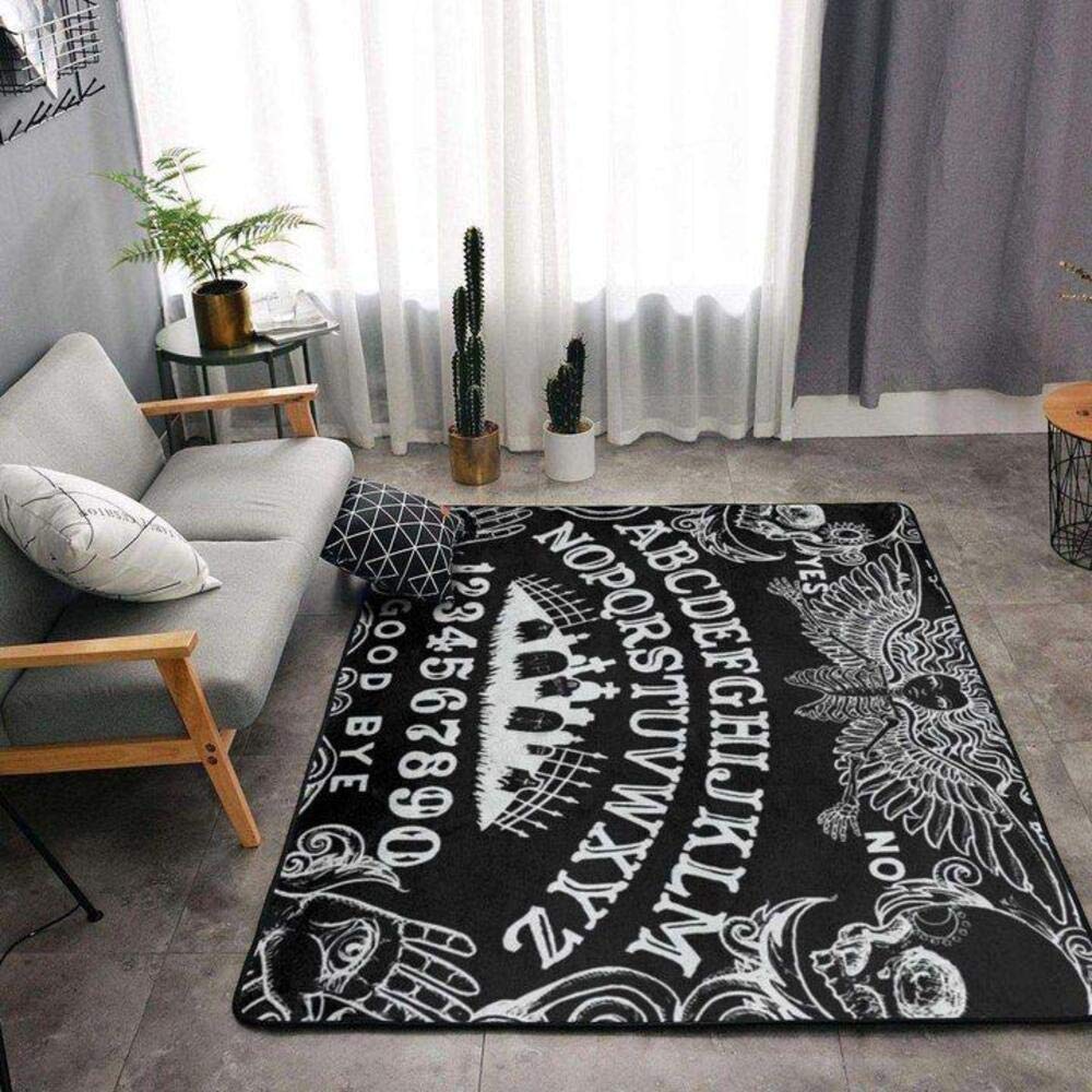 Black Gothic Witch Board Occult Witchcraft Area Rug - Medium Size for Living Room, Bedroom, or Altar Decor - Perfect for Halloween, Gothic, and Witchy Home Aesthetics