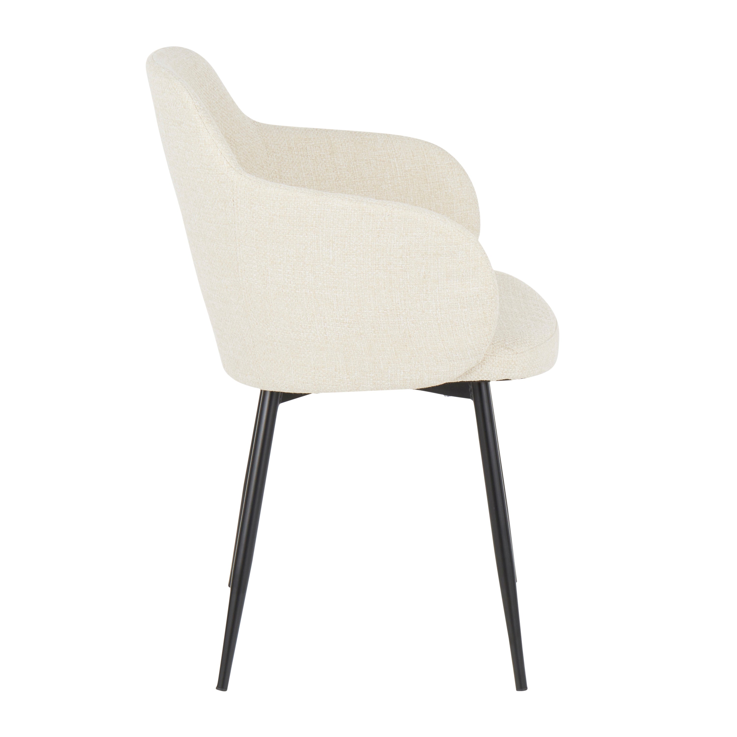 LumiSource Boyne Contemporary Accent Chair Set of 2 - Black Metal Frame with Cream Fabric Upholstery, Modern Living Room Lounge Chair for Home Office, Bedroom or Reading Nook