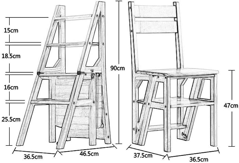 Multifunctional Wooden Folding Step Stool Ladder - Convertible Chair & Innovative Foldable Stool for Kitchen, Bathroom, and Garage Storage - Perfect for Home Organization and Reaching High Places