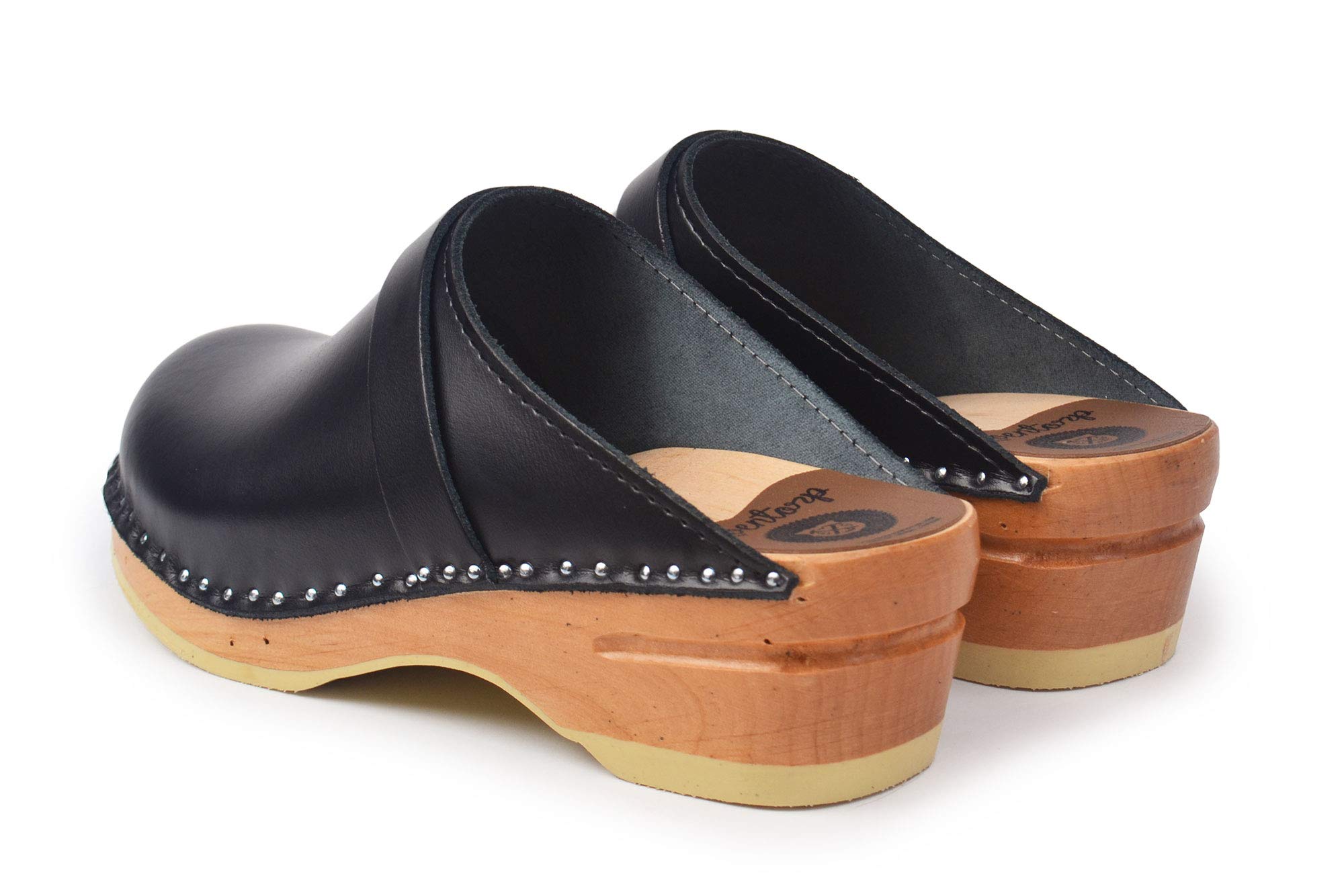 Original Swedish Wooden Clogs for Women - Da Vinci Bastad Slip-On Closed Toe Leather Clogs | Comfortable & Stylish for Casual Wear, Work, and Outdoor Activities