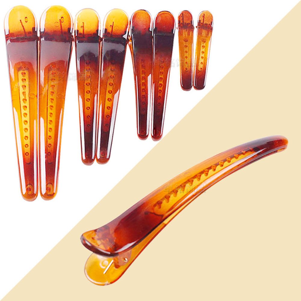 12PCS Brown Plastic Metal Alligator Hair Clips - Professional Salon Hair Barrettes with Non-Slip Duck Bill Teeth (4.9CM) - Perfect for Styling, Curling, and Hair Extensions