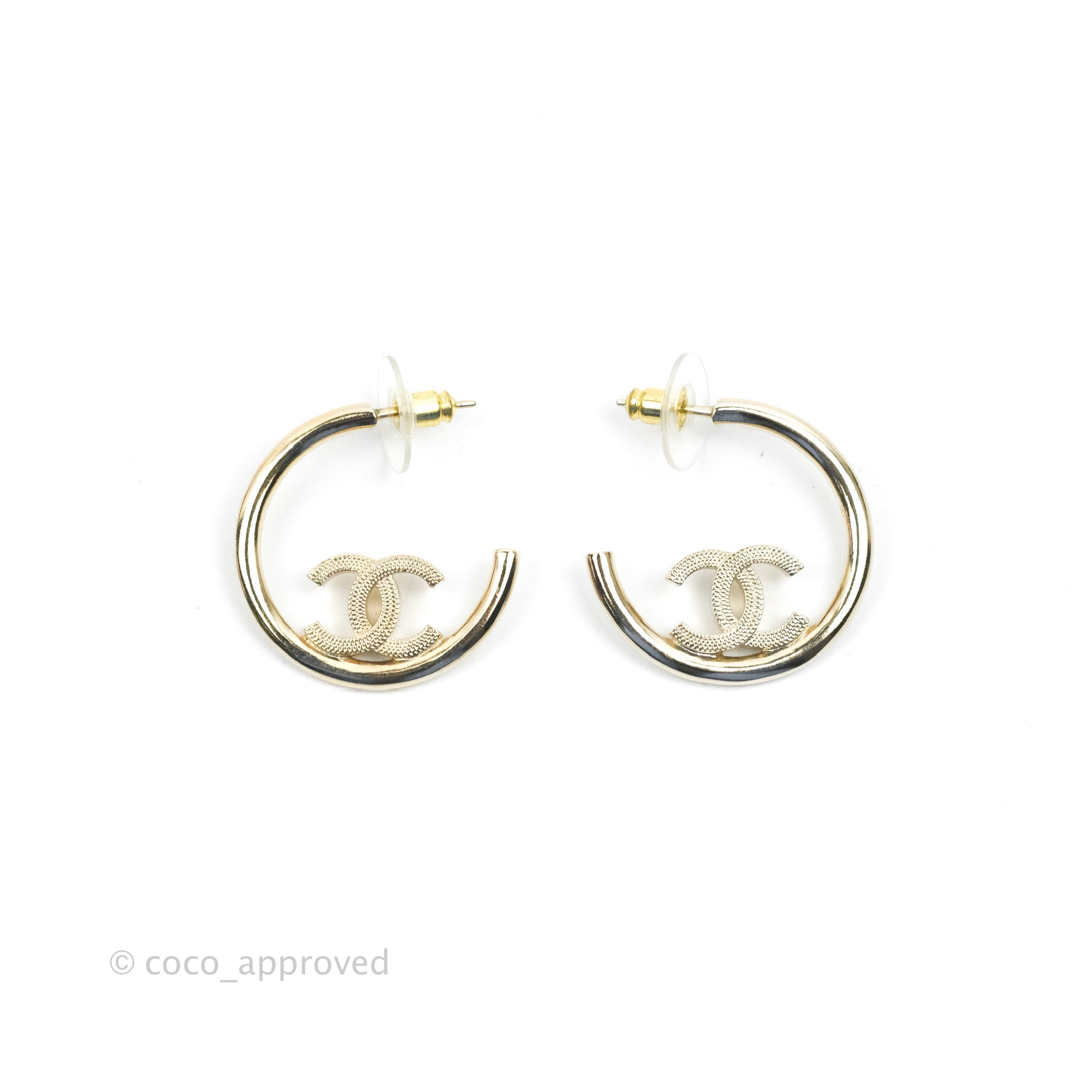 Chanel CC Logo Hoop Earrings in Gold Tone - Luxury Fashion Jewelry for Women | Perfect for Parties, Weddings & Everyday Elegance