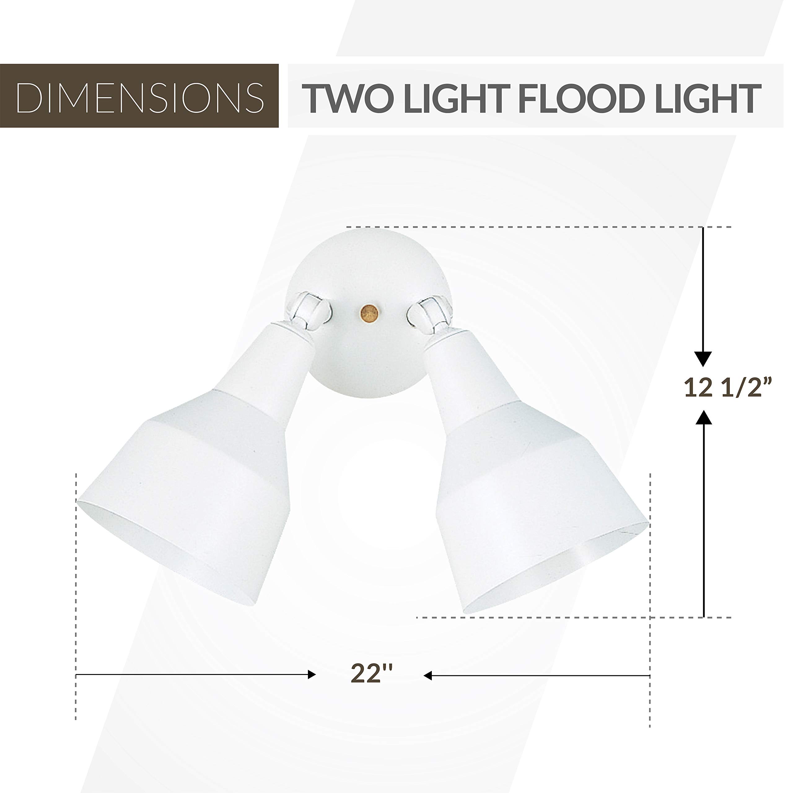 Sea Gull Lighting 8607-15 Outdoor Flood Light - 2-Light Traditional Style with White Finish for Patio, Garden & Landscape Lighting