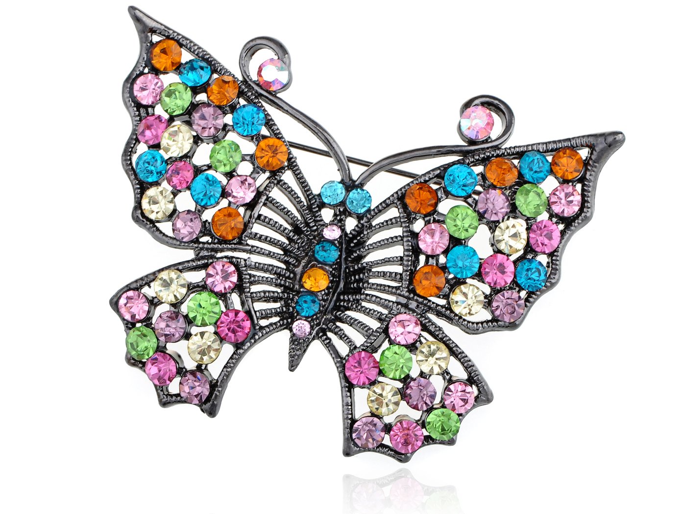 Vintage Rainbow Mosaic Crystal Rhinestone Butterfly Brooch Pin for Wedding, Prom, Party, Costume Jewelry - Elegant Accessory for Dresses, Hats & Handbags
