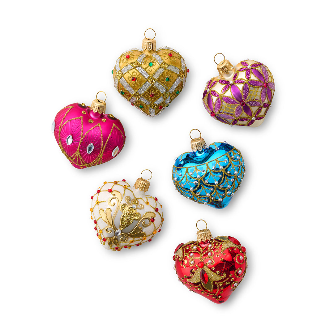 6-Piece Mini Heart Ornaments Set - Perfect for Valentine's Day Decor, Christmas Tree Decorations & DIY Craft Projects