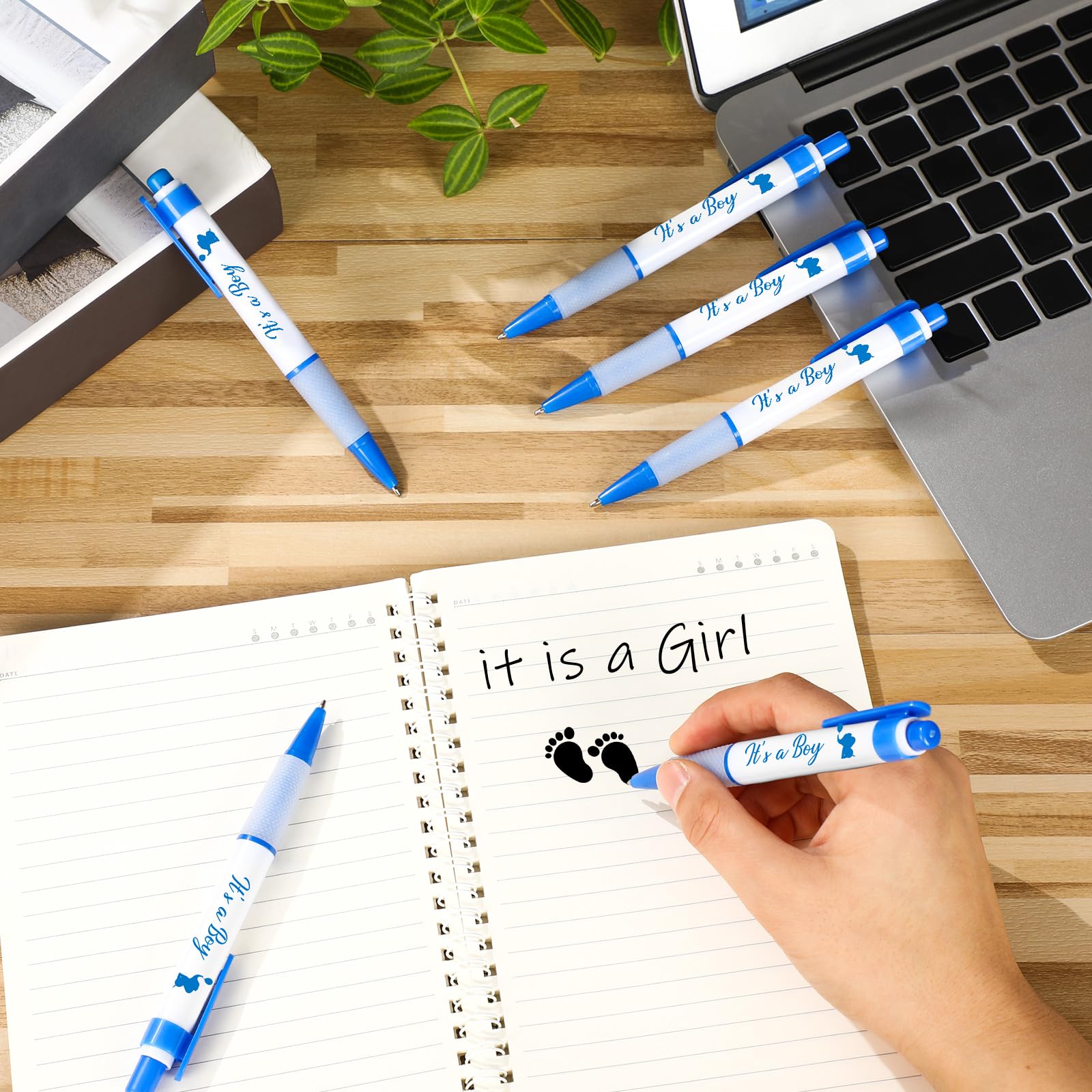 Outus 60 Pcs Retractable Baby Shower Gel Pens with Rotating Messages - Fun Baby Shower Guest Favors for Boy Theme Parties - Perfect for Baby Shower Games, Guest Books & Party Decorations