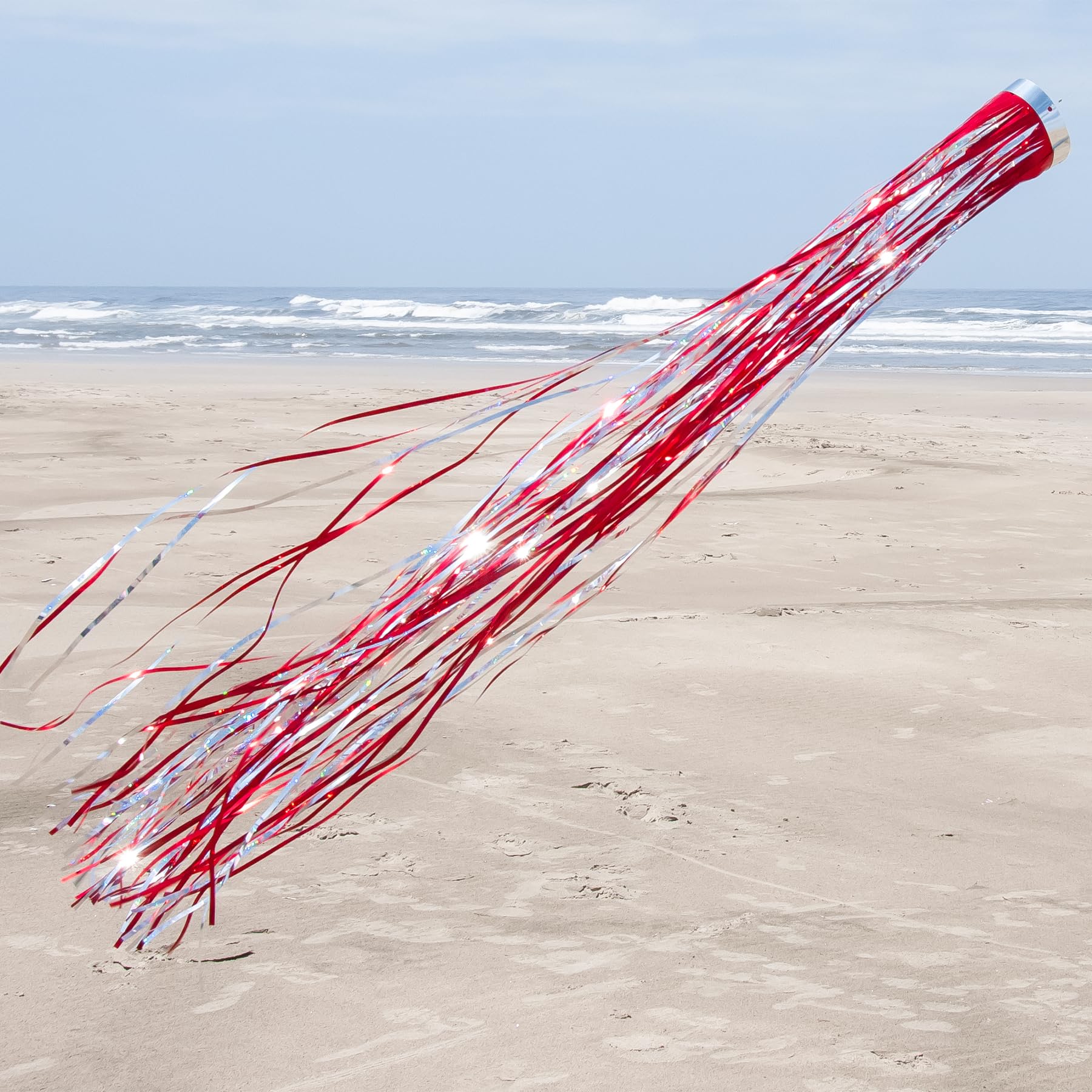 In the Breeze 9051 Red Holographic Mylar Windsock - Durable Outdoor Decoration for Garden, Patio, Boat Dock & Pool Party Decorations