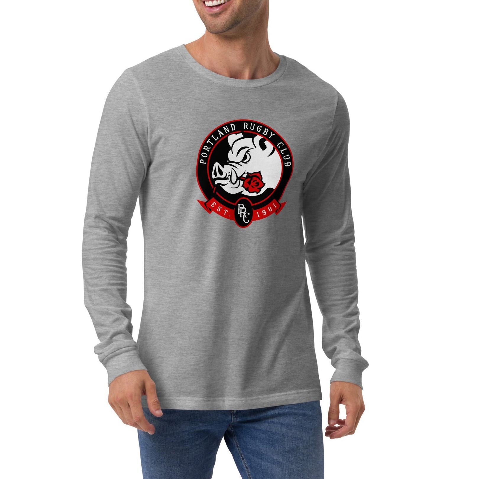 Portland Pigs Graphic Long Sleeve T-Shirt for Men & Women - Soft Cotton Crewneck Social Tee for Casual Wear, Outings & Street Style