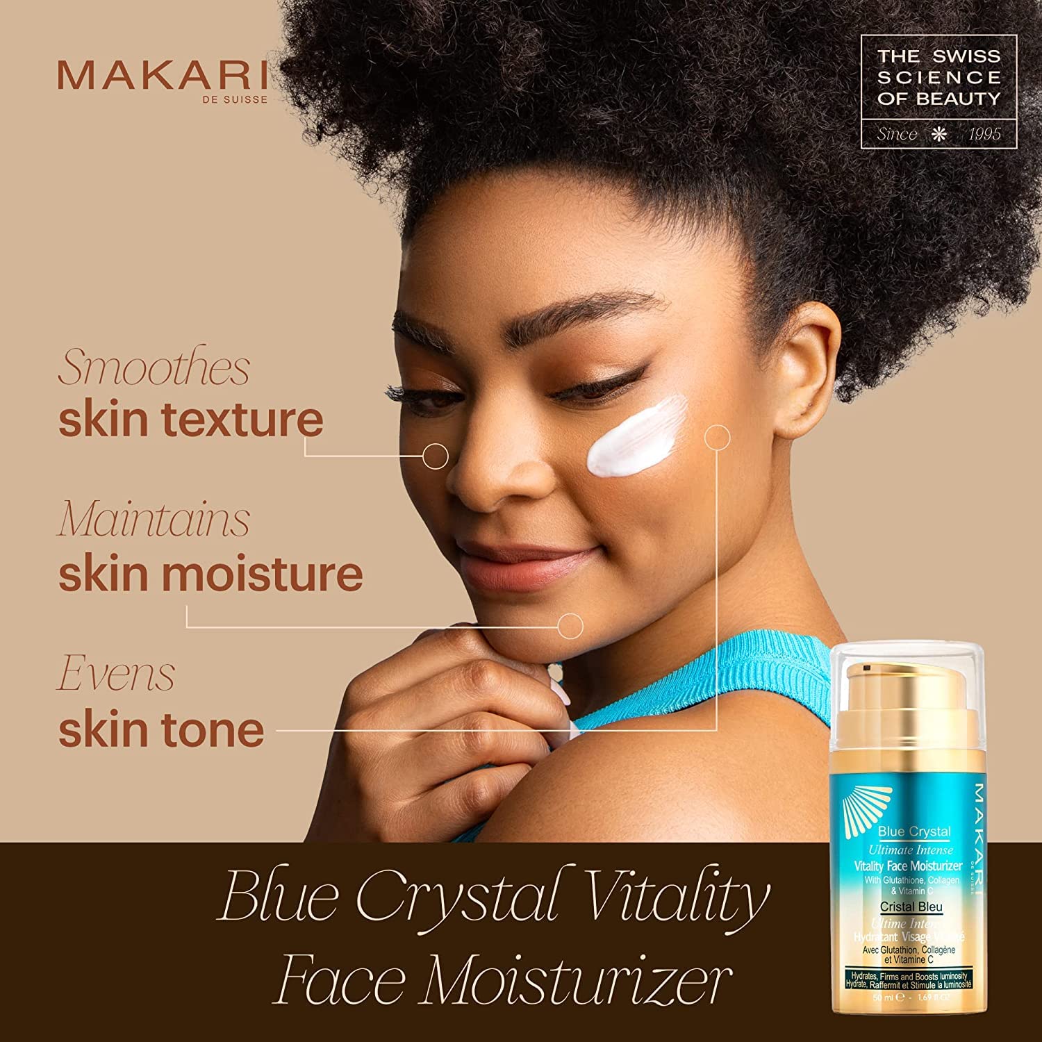 MAKARI Ultimate Intense Blue Crystal Skin Care Set - Body Lotion (16.8 oz) & Face Cream (50 ml) with Glutathione & Collagen | Hydrating & Revitalizing Moisturizer for All Skin Types | Perfect for Daily Skincare Routine & Anti-Aging Treatment