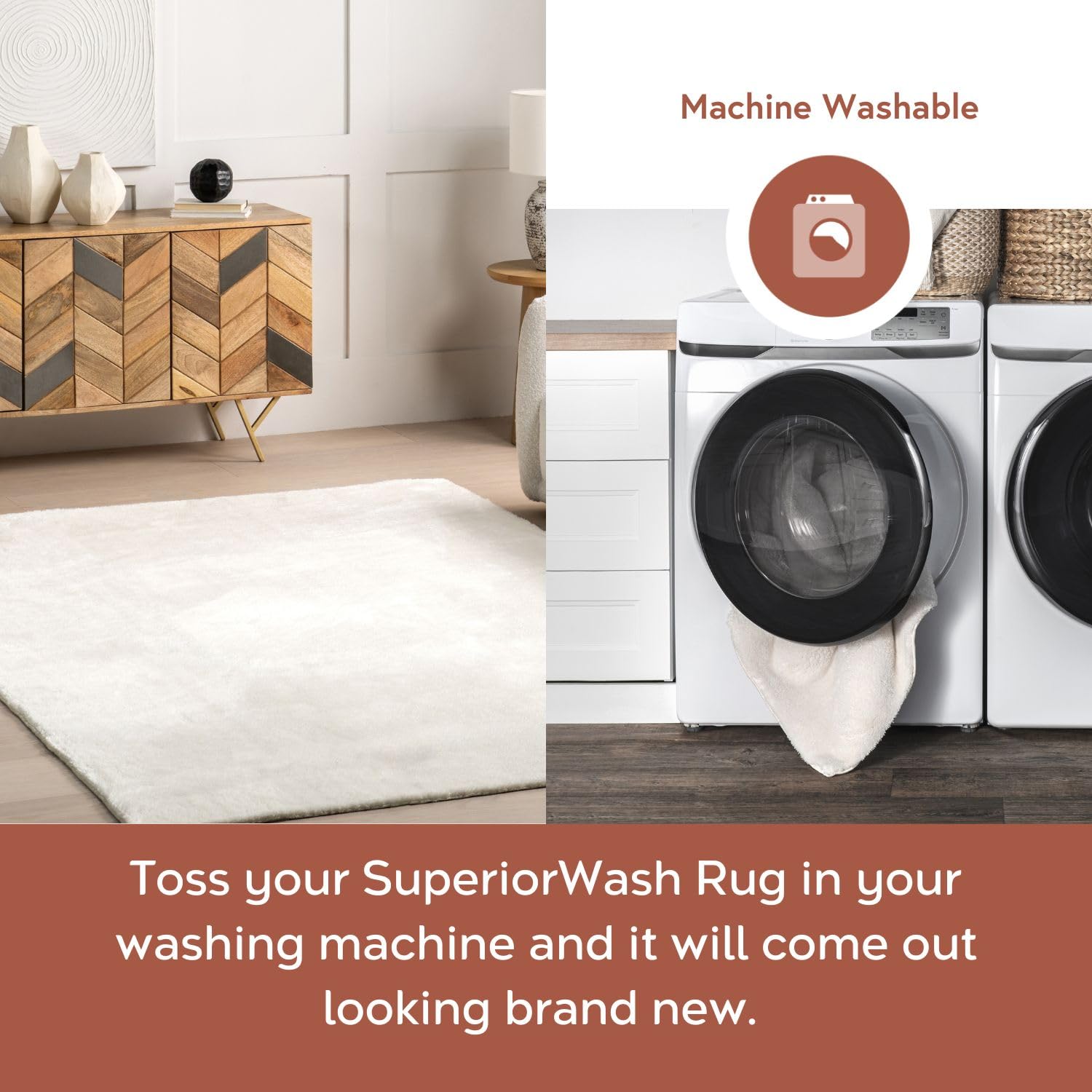 nuLOOM Marlow Machine Washable Soft Shaggy Faux Sheepskin Area Rug 6x9 Feet, Light Grey - Plush Living Room Rug, Cozy Bedroom Carpet, Pet-Friendly Floor Mat for Home Decor