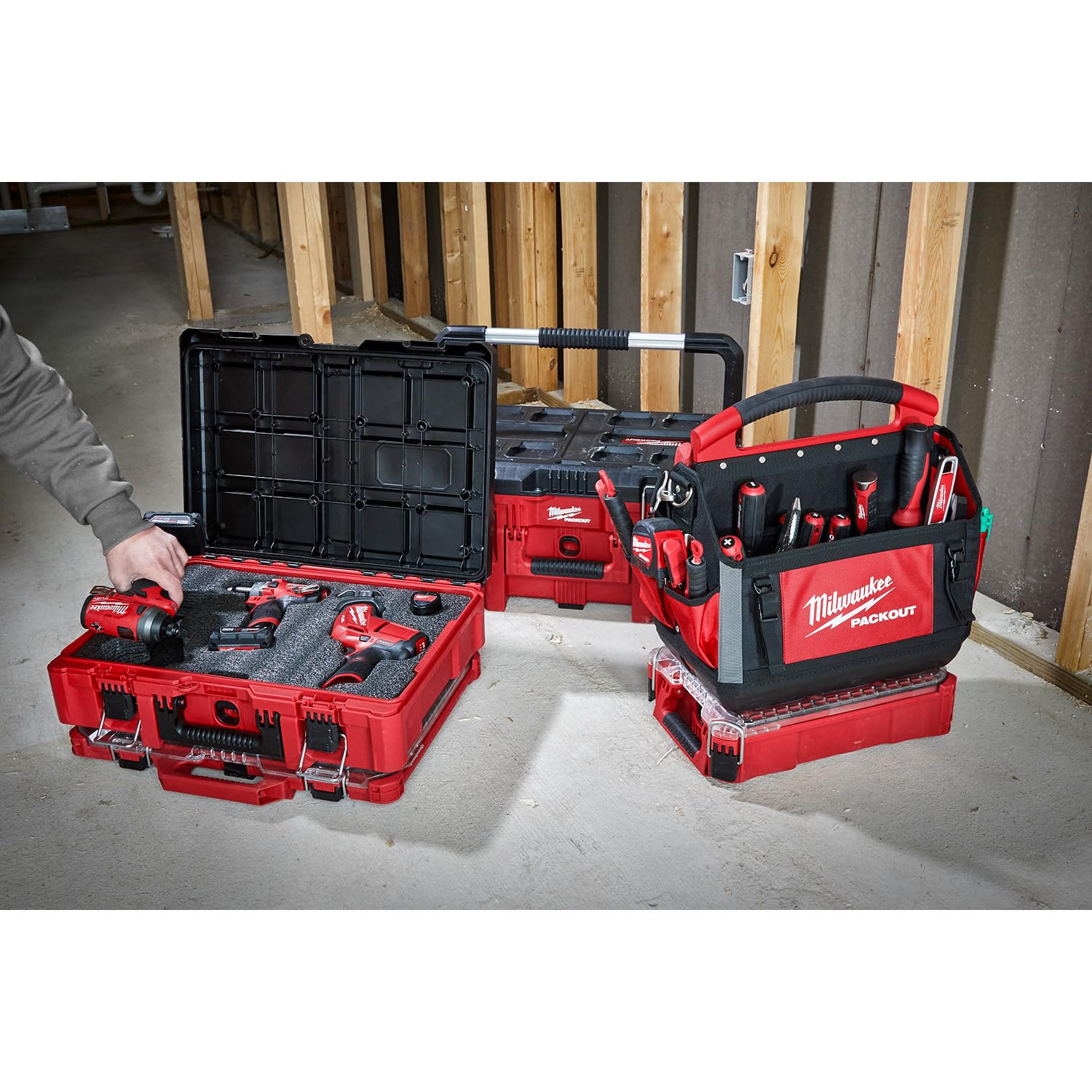 Milwaukee 48-22-8450 PACKOUT Customizable Foam Insert Tool Case - Heavy-Duty Storage for Power Tools, Hand Tools & Equipment - Perfect for Job Sites, Workshops & Professional Contractors
