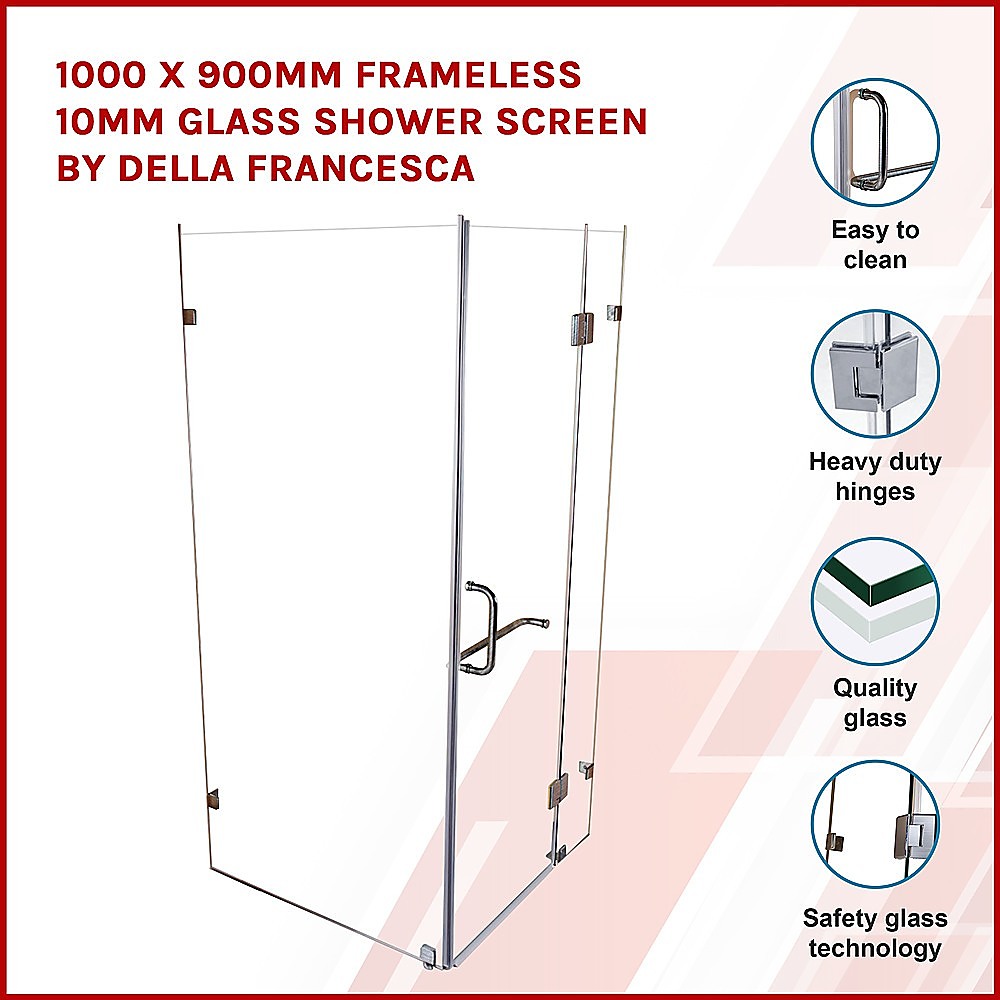 10mm Frameless Glass Shower Screen 35.4
