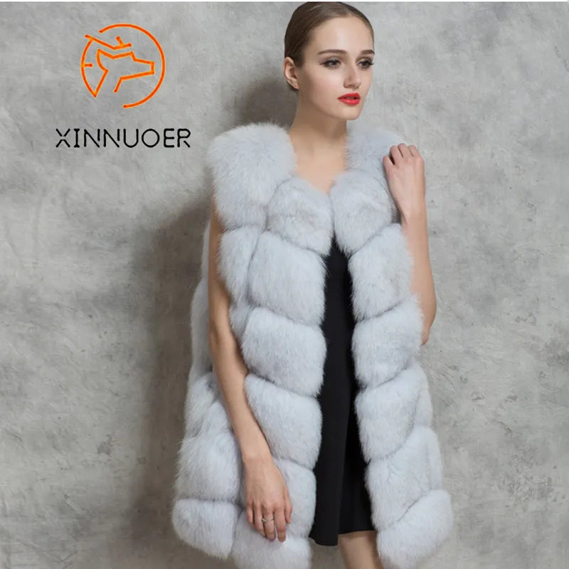 Luxury Women's Winter Fox Fur Coat - Natural Real Fox Fur, Warm Thick Winter Jacket for Cold Weather - Perfect for Outdoor Activities, Parties & Formal Events