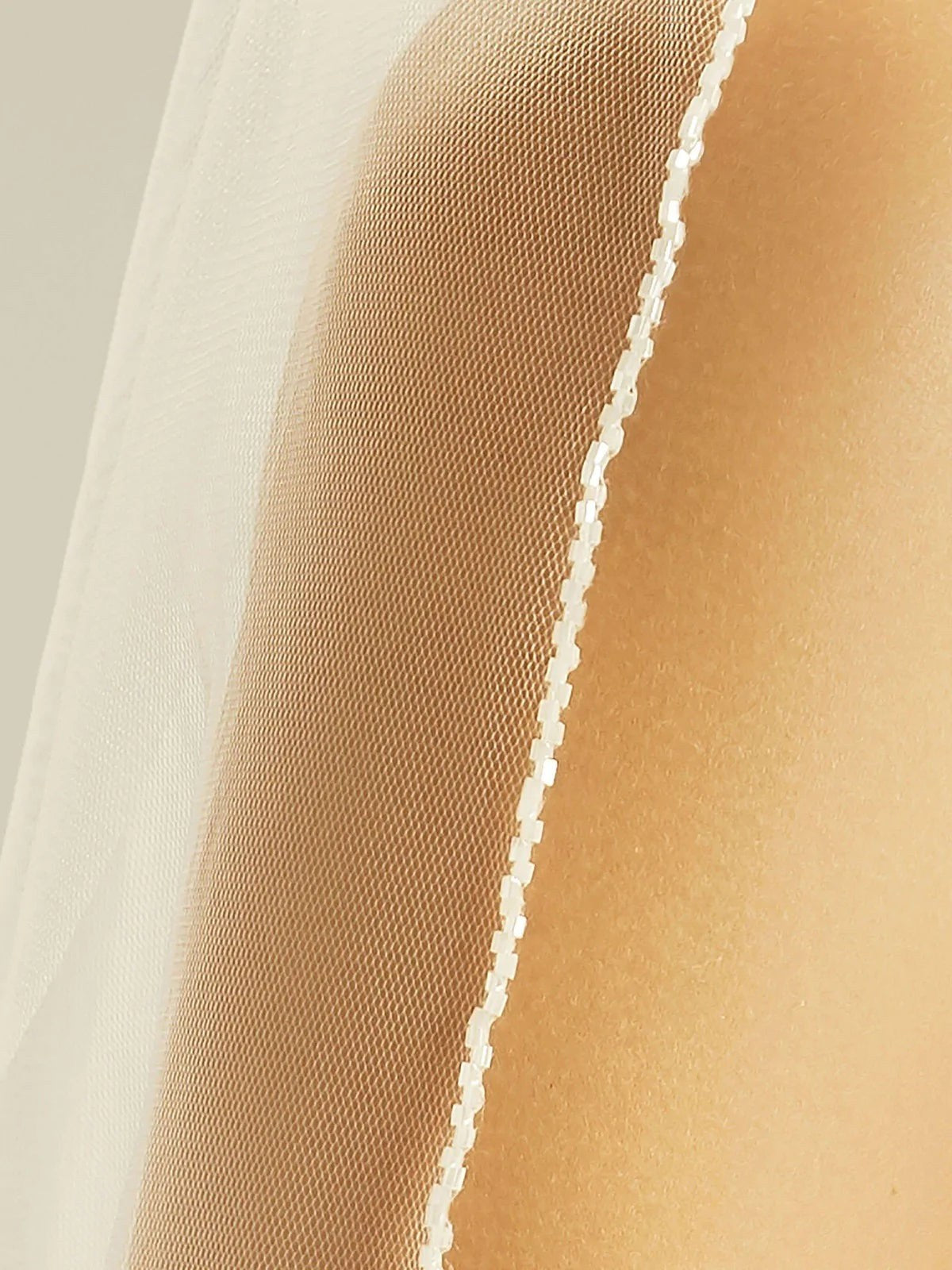 Bianco Evento Cathedral Length Two-Tier Wedding Veil with Glass Bead Edge - Soft Ivory Tulle S397 | Perfect for Bridal Gowns, Church Ceremonies & Formal Weddings