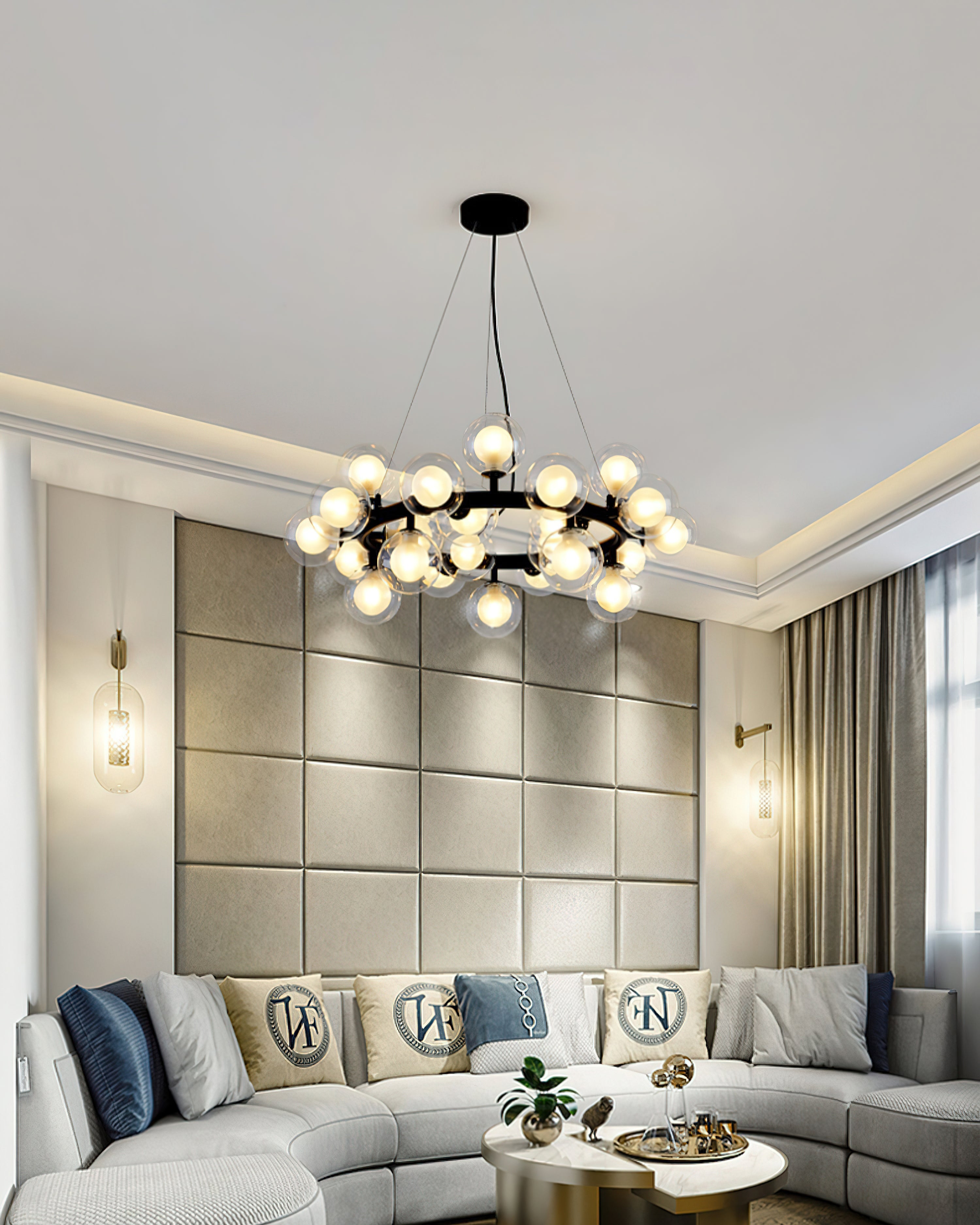 Stylish Bubble Ball Chandelier - Modern Crystal Glass Pendant Light Fixture for Dining Room, Bedroom & Living Room Decor | Perfect for Home, Hotel and Wedding Venue Lighting