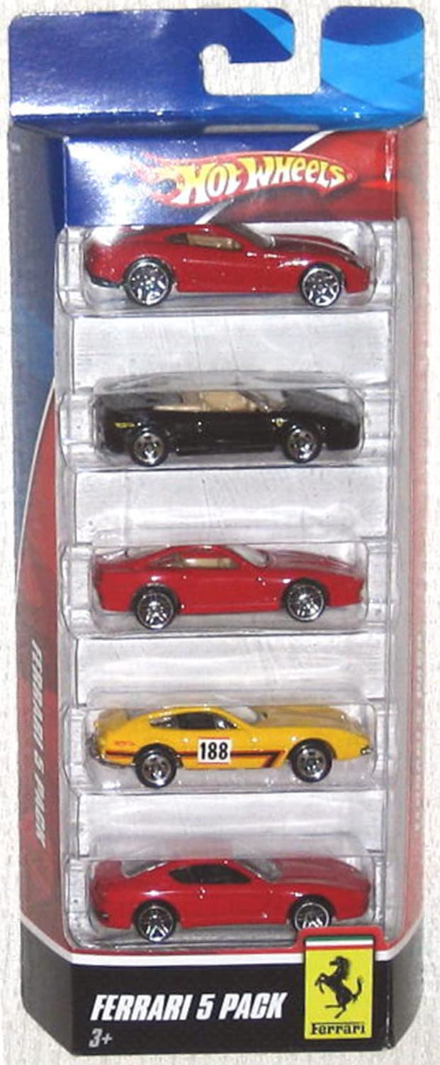 Hot Wheels Ferrari 5-Pack Die-Cast Toy Cars - Collectible 1:64 Scale Model Vehicles for Kids & Adults - Perfect for Play, Display & Racing Scenes