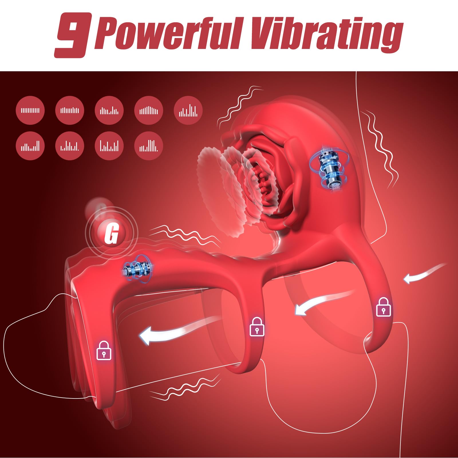 Premium Rose Vibrating Cock Ring - Remote Control Adult Sex Toy for Couples with 9 Vibration Modes, Clitoral & G-Spot Stimulation - Enhances Erection & Pleasure for Men & Women - Perfect for Romantic Nights & Spicing Up Your Sex Life