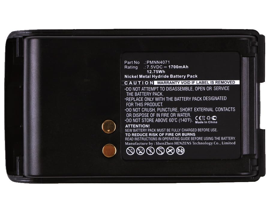 Synergy Digital 2-Way Radio Battery for Motorola PMNN4071 - Ni-MH 7.5V 1700mAh Replacement Battery - Perfect for Business, Security & Outdoor Communication