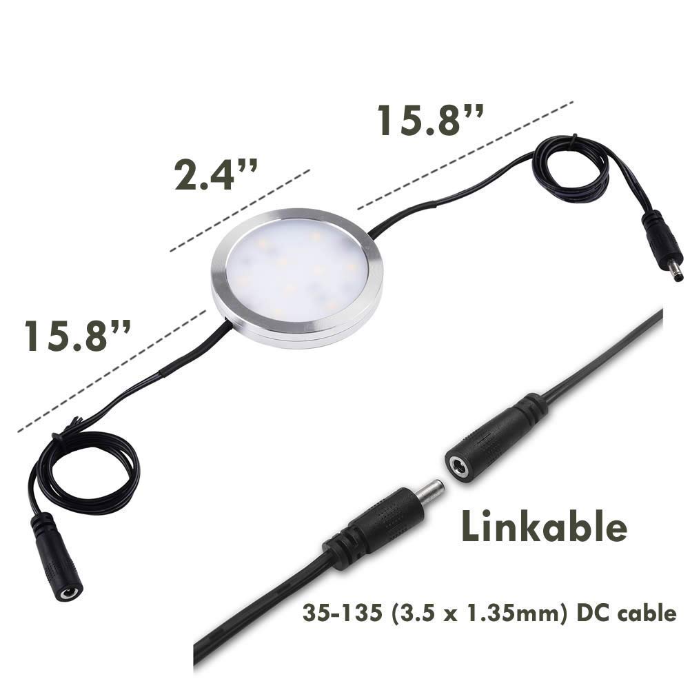 Linkable LED Puck Lights Under Cabinet - Dimmable, Warm White (10/6 Pack) for Kitchen & Home Decor