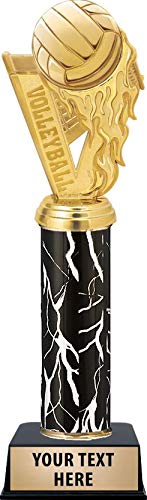 Custom Volleyball Fireball Trophies - Personalized Black Lightning Volleyball Awards with Free Engraving | Perfect for Team Championships, Tournaments & Player Recognition Ceremonies