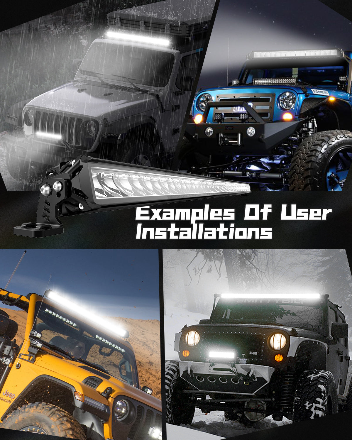 52 Inch Single Row LED Off Road Light Bar - Rock Series White Off-Road Lighting with Wiring Kit for Trucks, Jeeps & ATVs - Perfect for Night Off-Roading, Camping & Trail Adventures