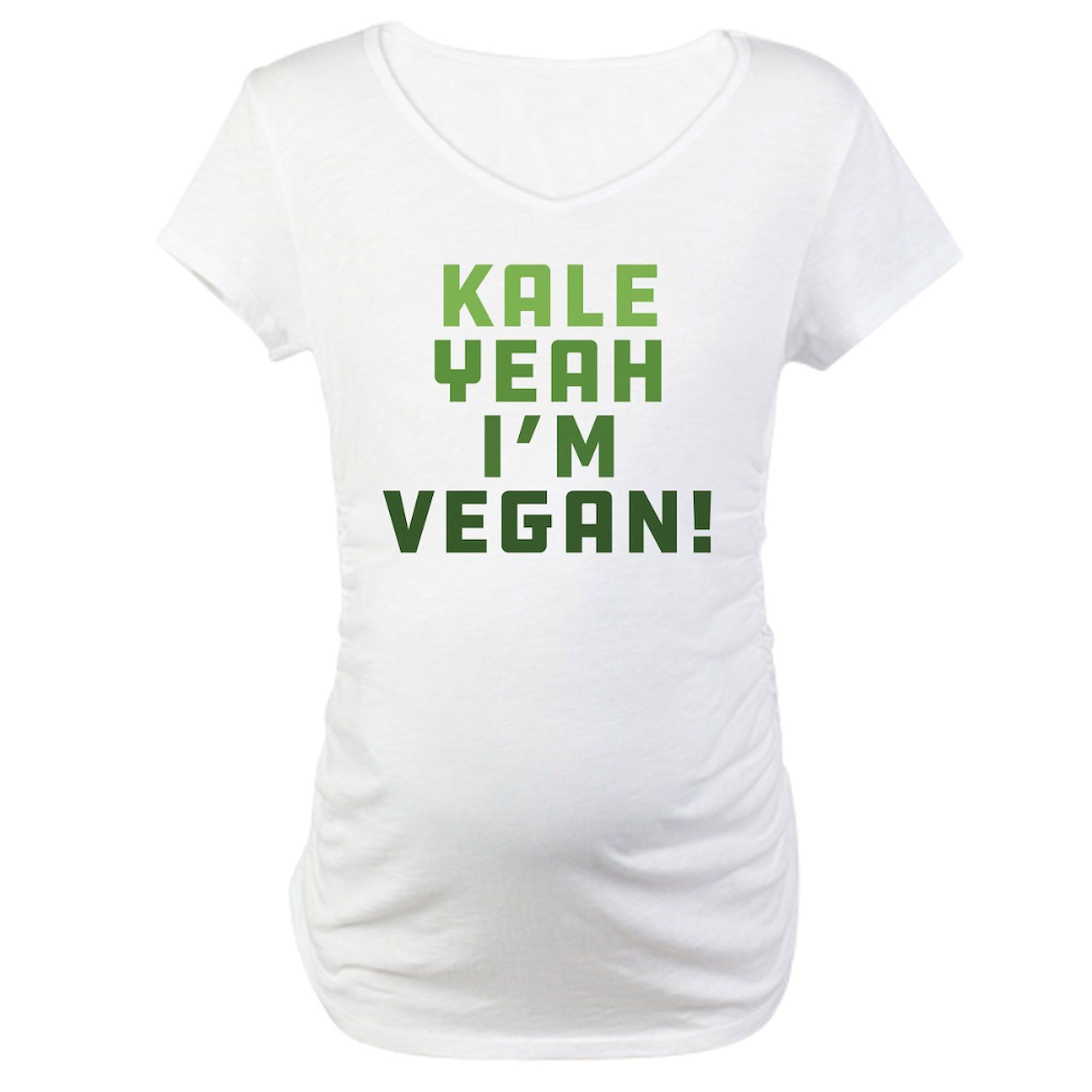Kale Yeah I'm Vegan Maternity T-Shirt - Women's Ruched Side Pregnancy Tee - Comfortable Vegan Mom Shirt for Casual Wear & Baby Showers