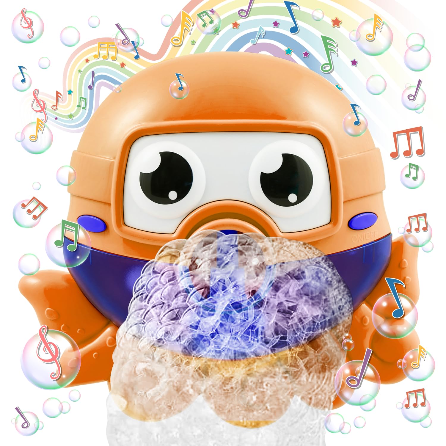 Chuchik Bubble Bath Maker for Kids - Automatic Bubble Blower with 24 Fun Children's Songs | Interactive Bath Toy for Toddlers & Babies | Great Gift for Birthdays & Holidays | Orange Octopus Design | Perfect for Bathtime Fun & Sensory Play
