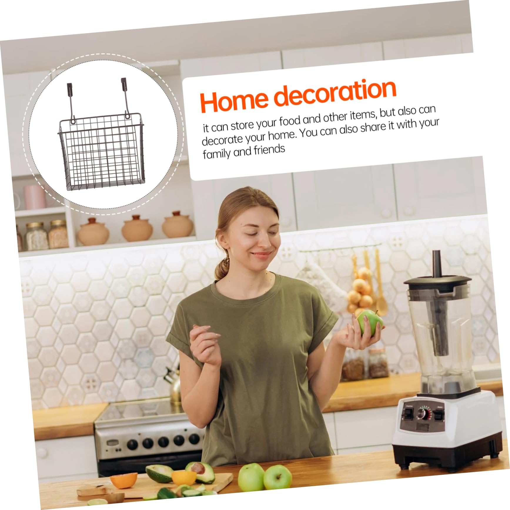 1pc Iron Wire Hanging Basket for Kitchen - Cabinet Door Storage Organizer for Food, Vegetables & Spices | Space-Saving Home Organization Solution for Pantry, Cupboard & Small Spaces