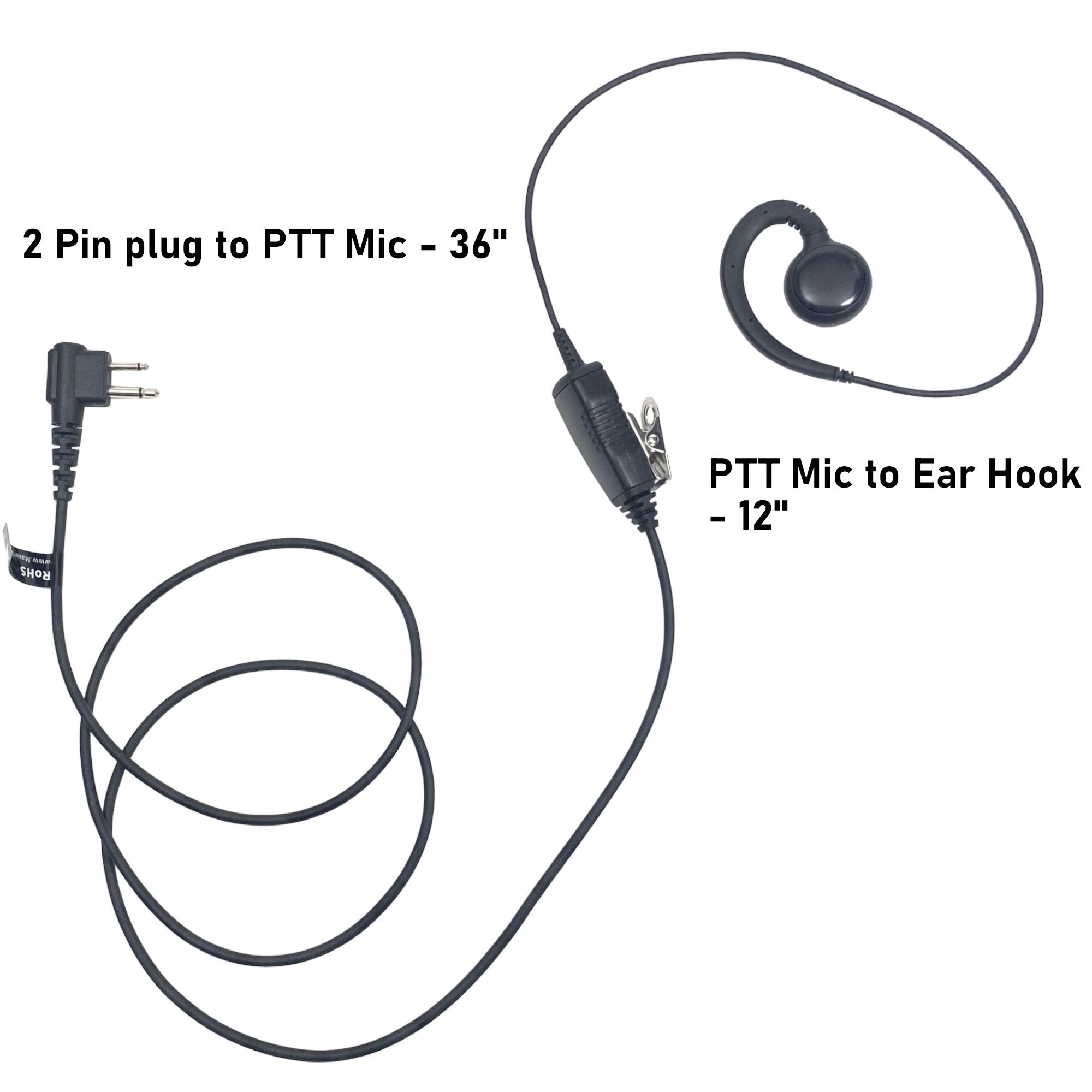Motorola Two-Way Radio Headset - C-Shaped Swivel Earpiece with PTT Button Mic for CP200, CP110, CP185, CLS1110, CLS1410, EP450, RDM2070D Walkie Talkies | Ideal for Security, Construction & Event Communication