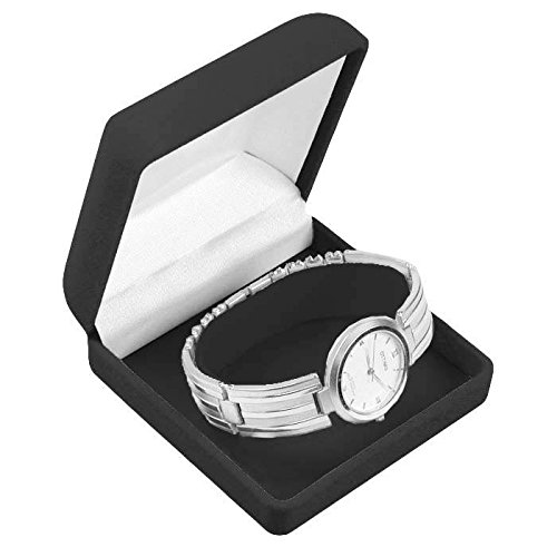 Black Velvet Jewelry Watch Bracelet Bangle Display Packaging Box - Bulk 12 Pack for Retail Store Jewelry Showcase & Gift Packaging